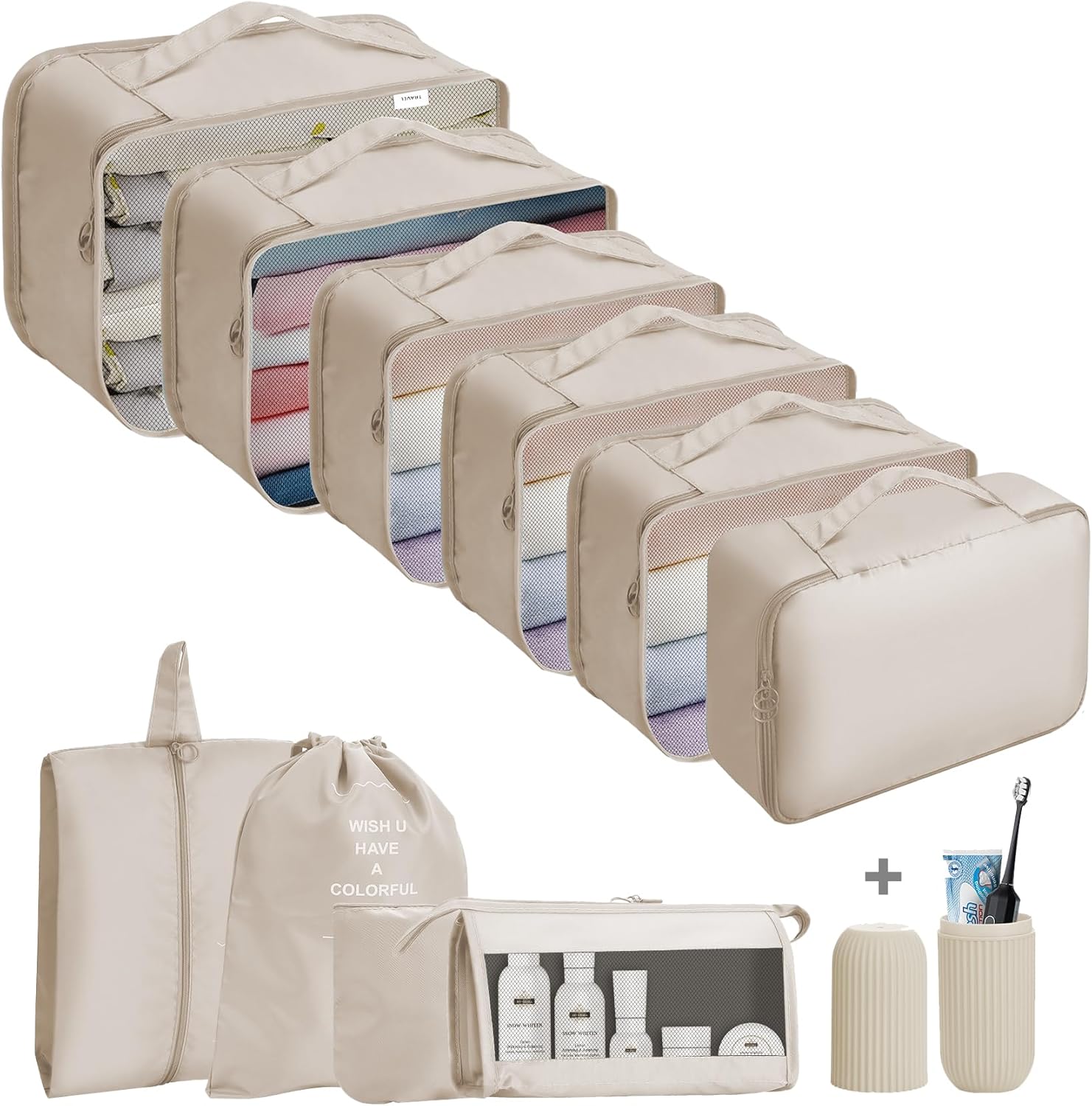 Jsdoin Packing Cubes for Suitcase,11 PCS Travel Luggage Packing Cubes for Backpa...