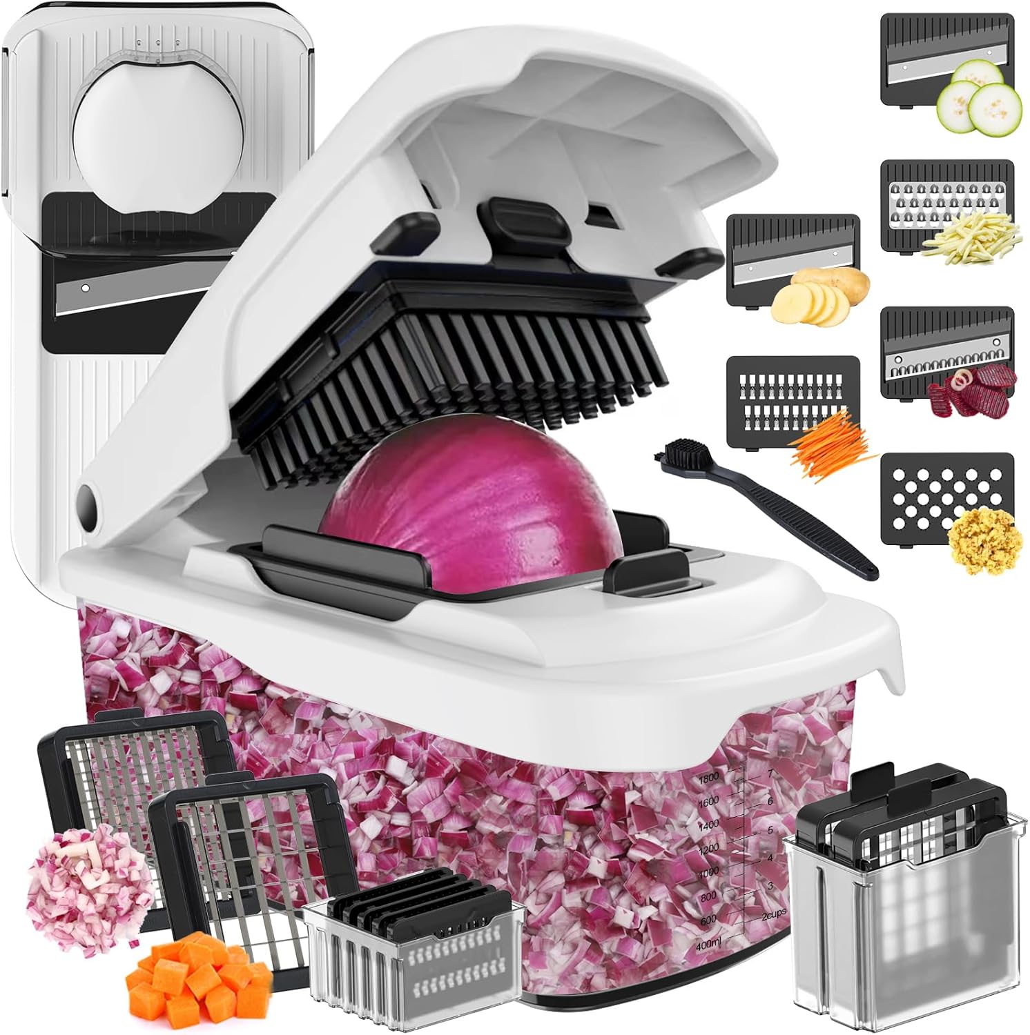 Cambom Vegetable Chopper Onion Chopper With Container, Multifunctional Food Chop...