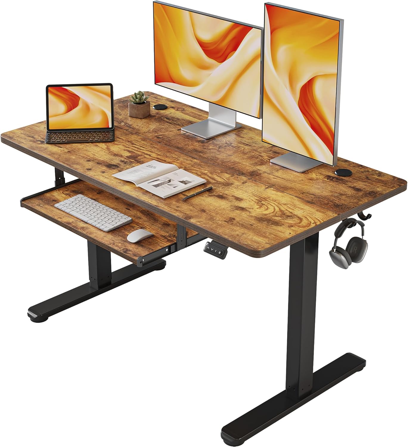 FEZIBO Height Adjustable Electric Standing Desk with Keyboard Tray, 120 x 60 cm...
