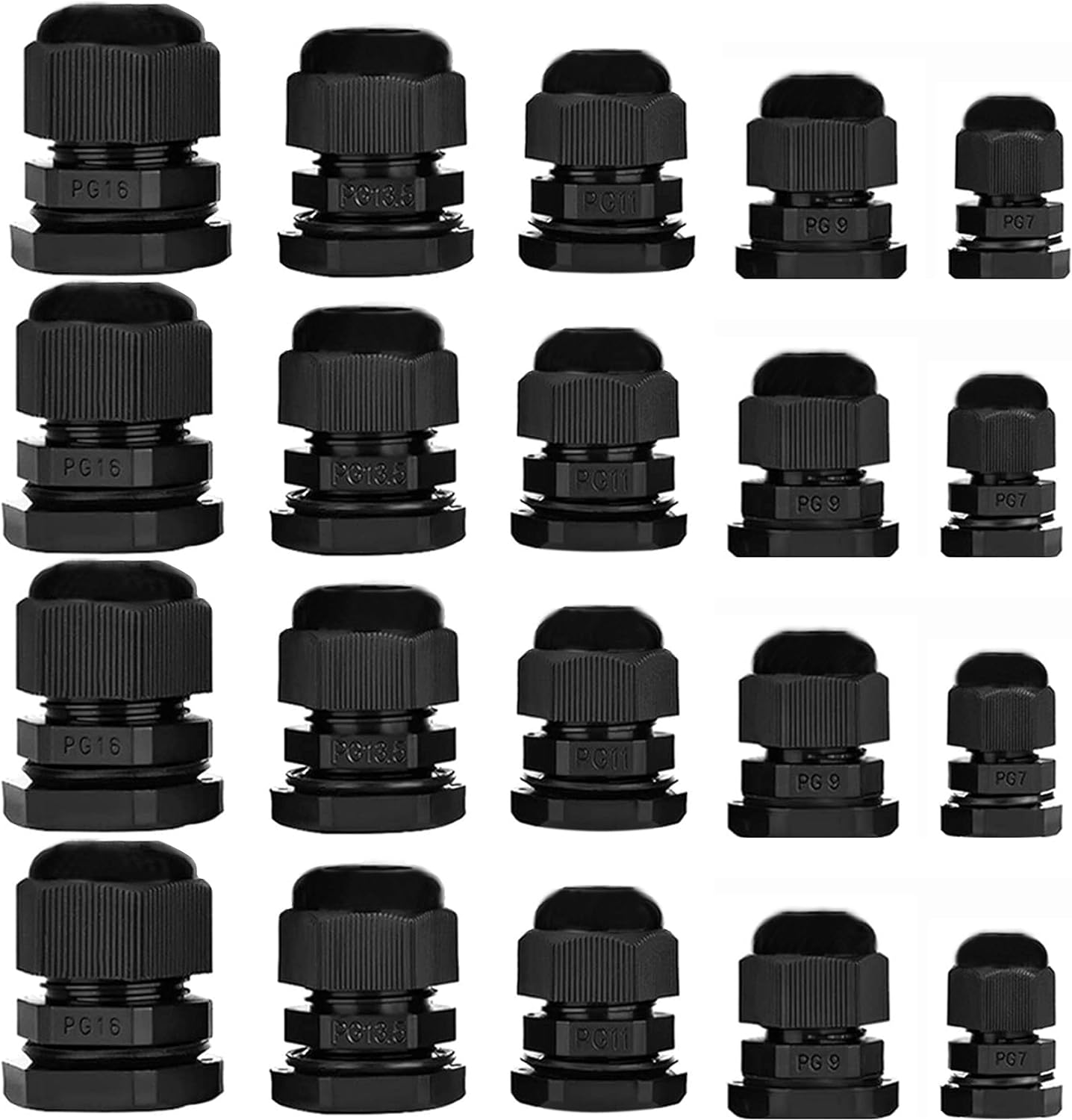 20pcs Cable Gland Waterproof Adjustable 3-13mm Cable Connectors PG7 PG9 PG11 PG1...
