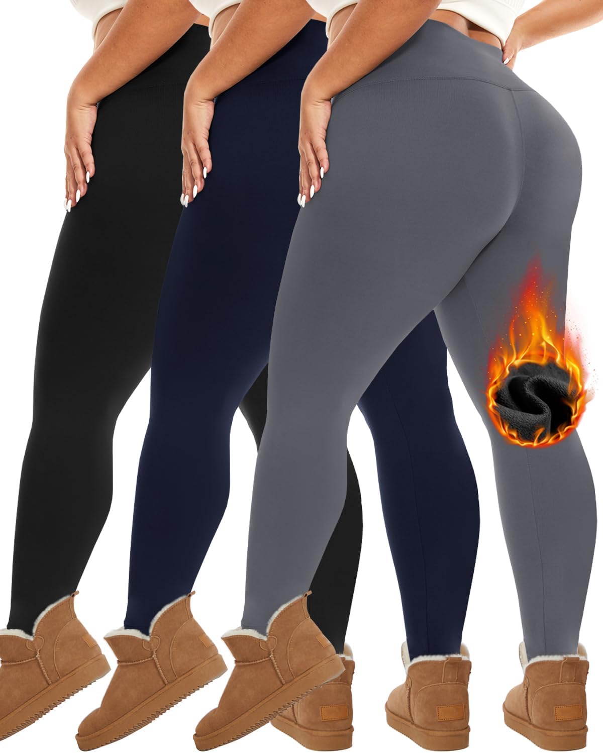 HLTPRO 3 Pack Plus Size Leggings for Women(X-Large - 4X)- High Waist Stretchy So...