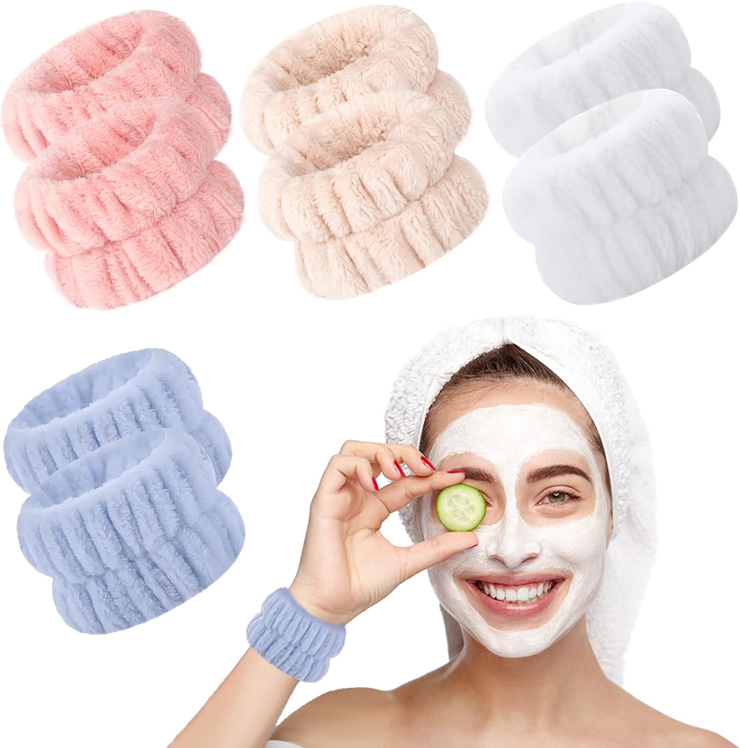 8Pcs Face Wash Wristbands, Microfiber Wrist Towels Bands for Washing Face, Absor...