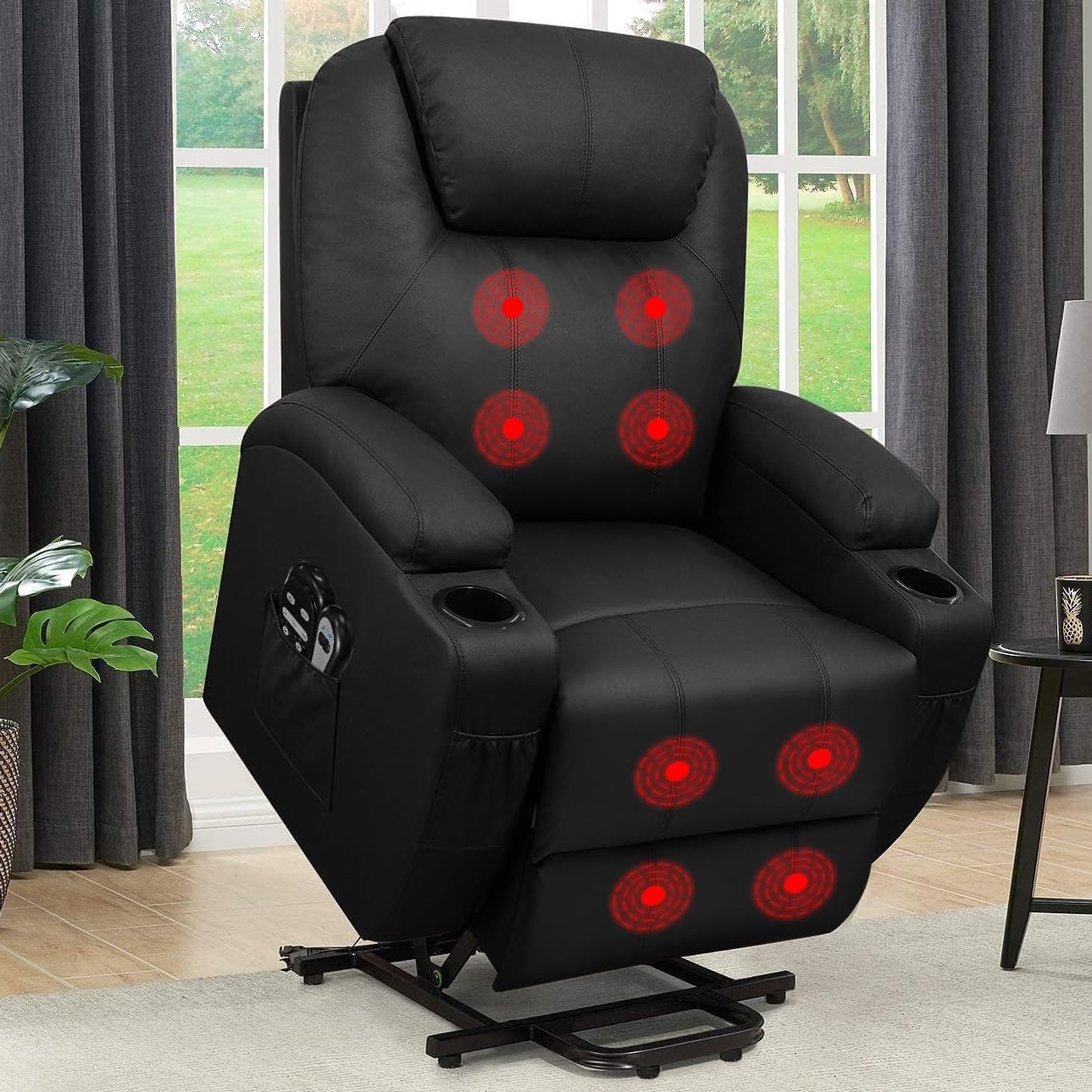 Flamaker Power Lift Recliner Chair PU Leather with Massage for Elderly Ergonomic...