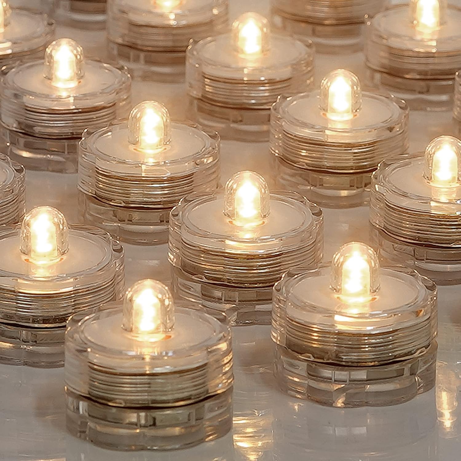 SHYMERY Submersible LED Lights,24 Pack Flameless Underwater Tea Lights,Battery P...