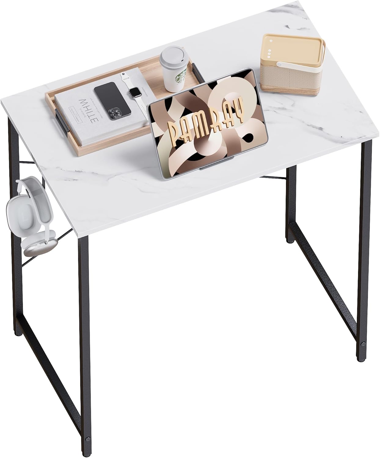 Pamray 23 Inch Computer Desk for Small Spaces, Home Office Work Desk with Headph...