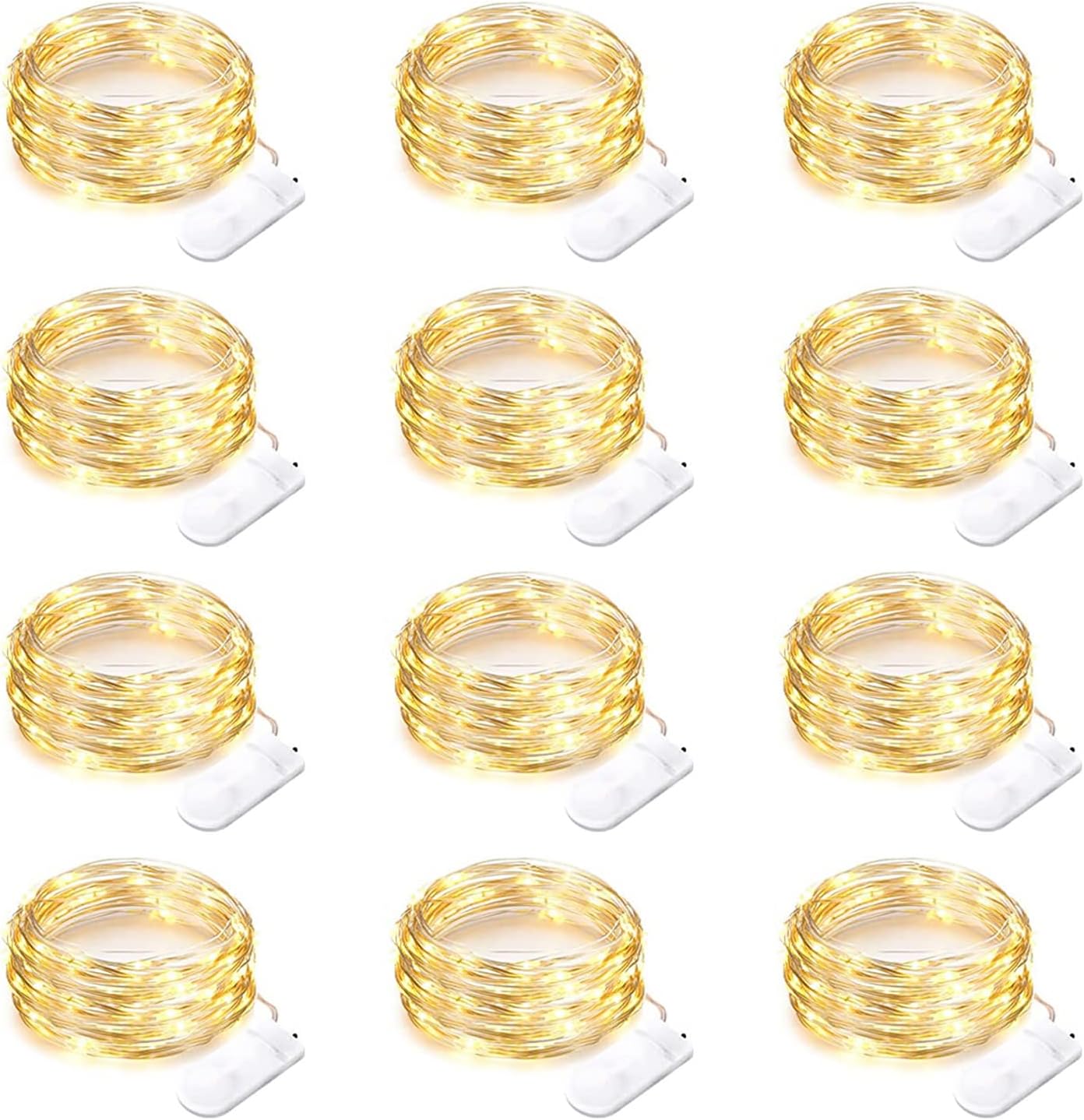 12 Pack Battery Operated Fairy String Lights 7 Feet 20 Led Waterproof Silver Wir...