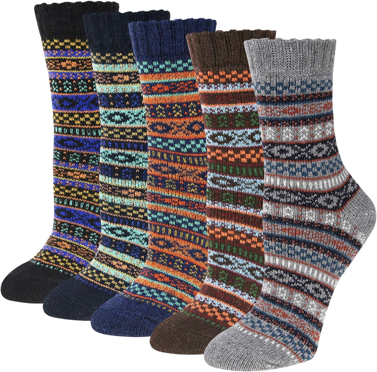 Justay Comf 5pairs Women Socks Merino Wool Winter Thermal Soft Classic Chunky So...