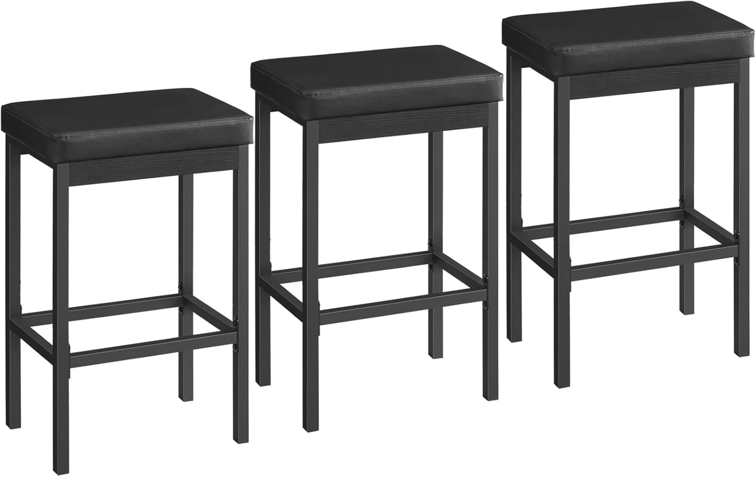 HOOBRO Bar Stools, Set of 3 Bar Chairs, 24.8-Inch Height Stools, Breakfast Bar S...
