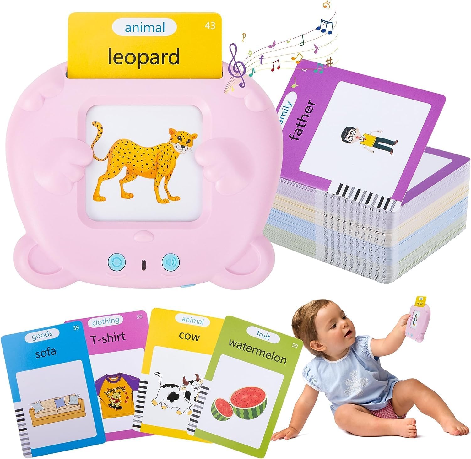 Topfree Toddler Toys for 2 3 4 5 Year Old Boys and Girls Talking Flash Cards 224...