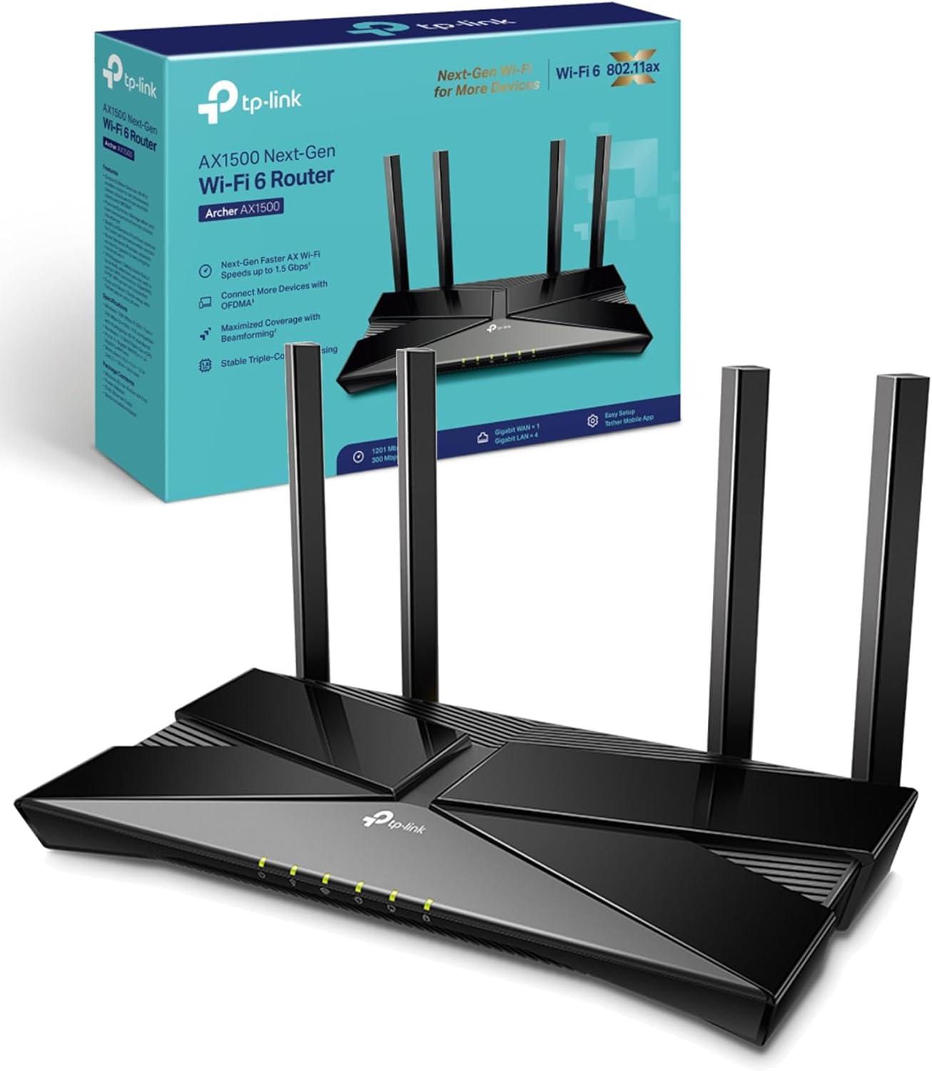 TP-Link Archer AX1500 Router WiFi 6 AX1500Mbps, WiFi Router,Gigabit Ethernet Por...