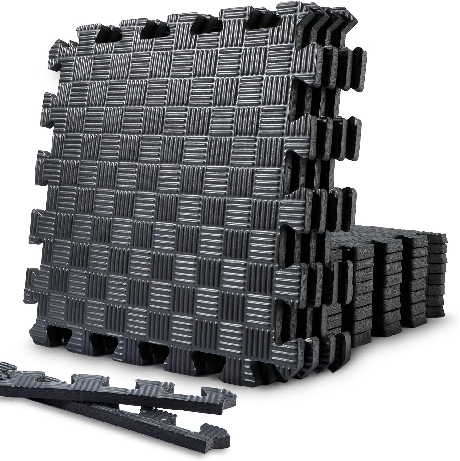 Gym Flooring Puzzle Exercise Mats: Sportneer 1/2" Thick 12" x 12" Interlocking F...