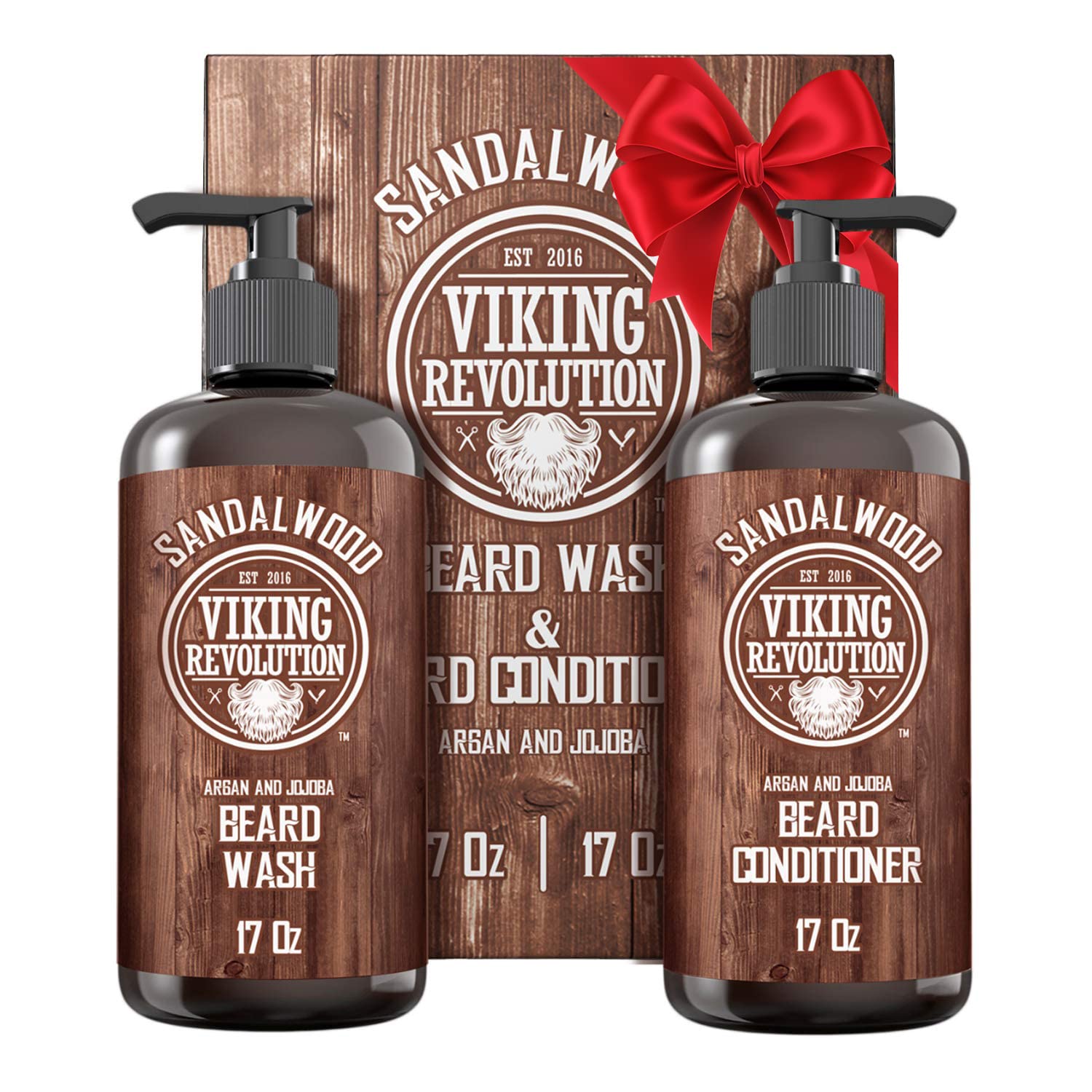 Viking Revolution Beard Wash & Beard Conditioner Set with Argan & Jojoba Oils -...