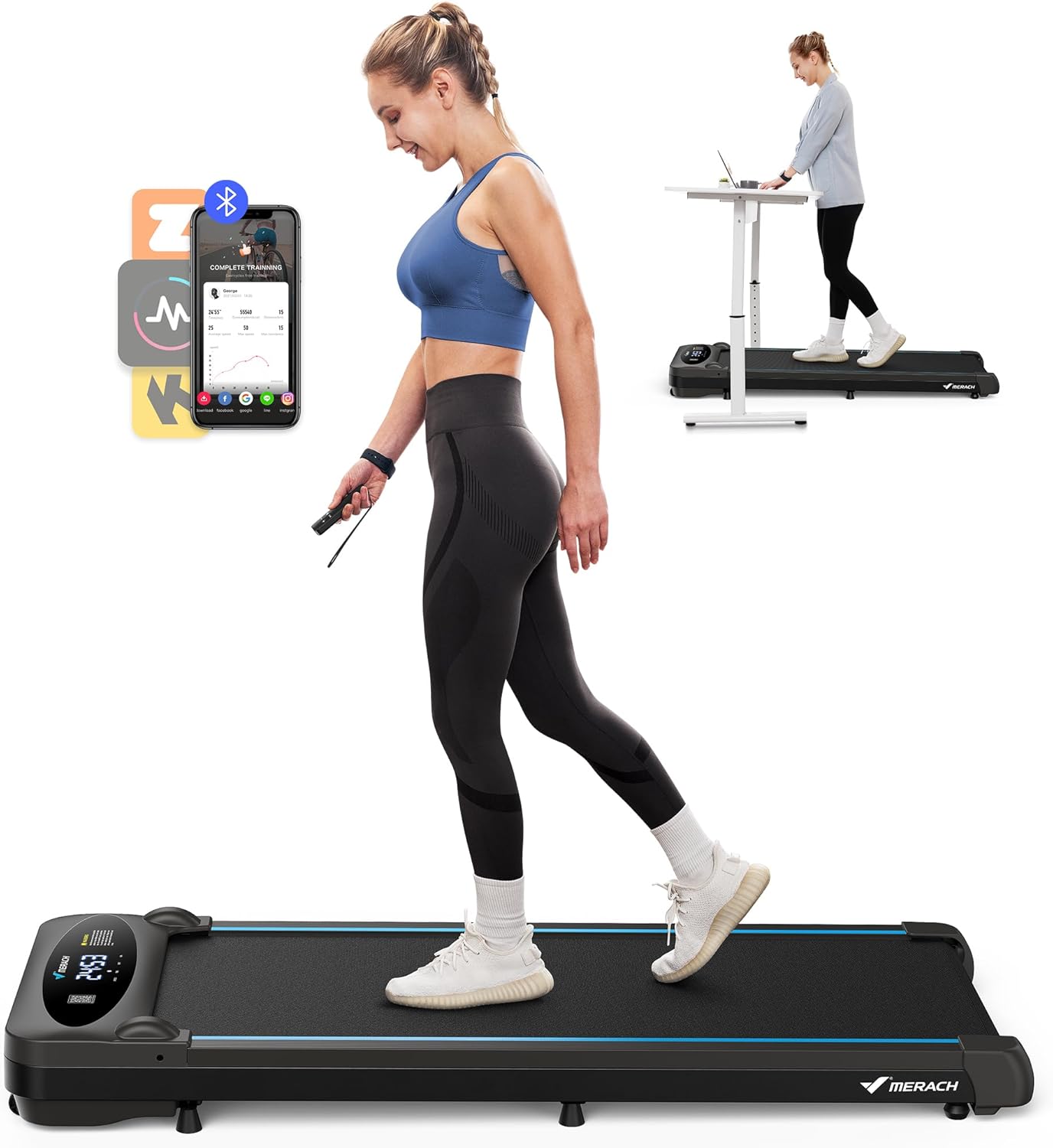 MERACH Walking Pad, Quiet Under Desk Treadmills for Home, Portable Walking Tread...