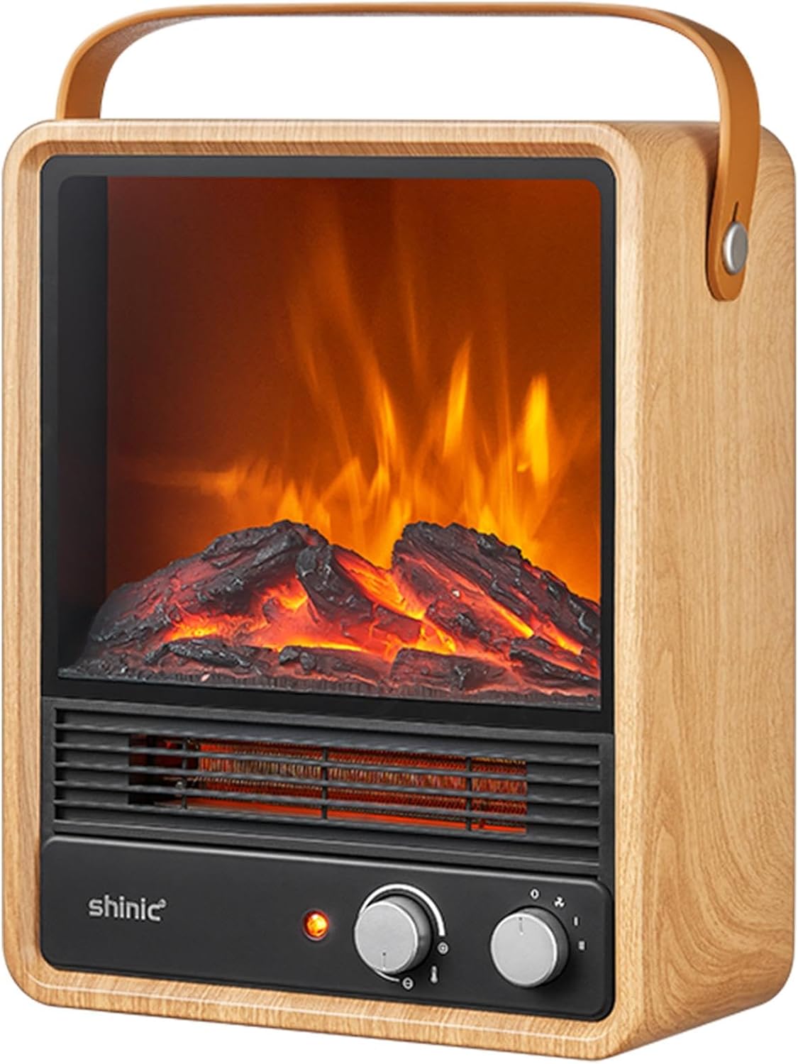 Shinic Portable Electric Fireplace Heaters with Crackling Sound & Realistic Flam...