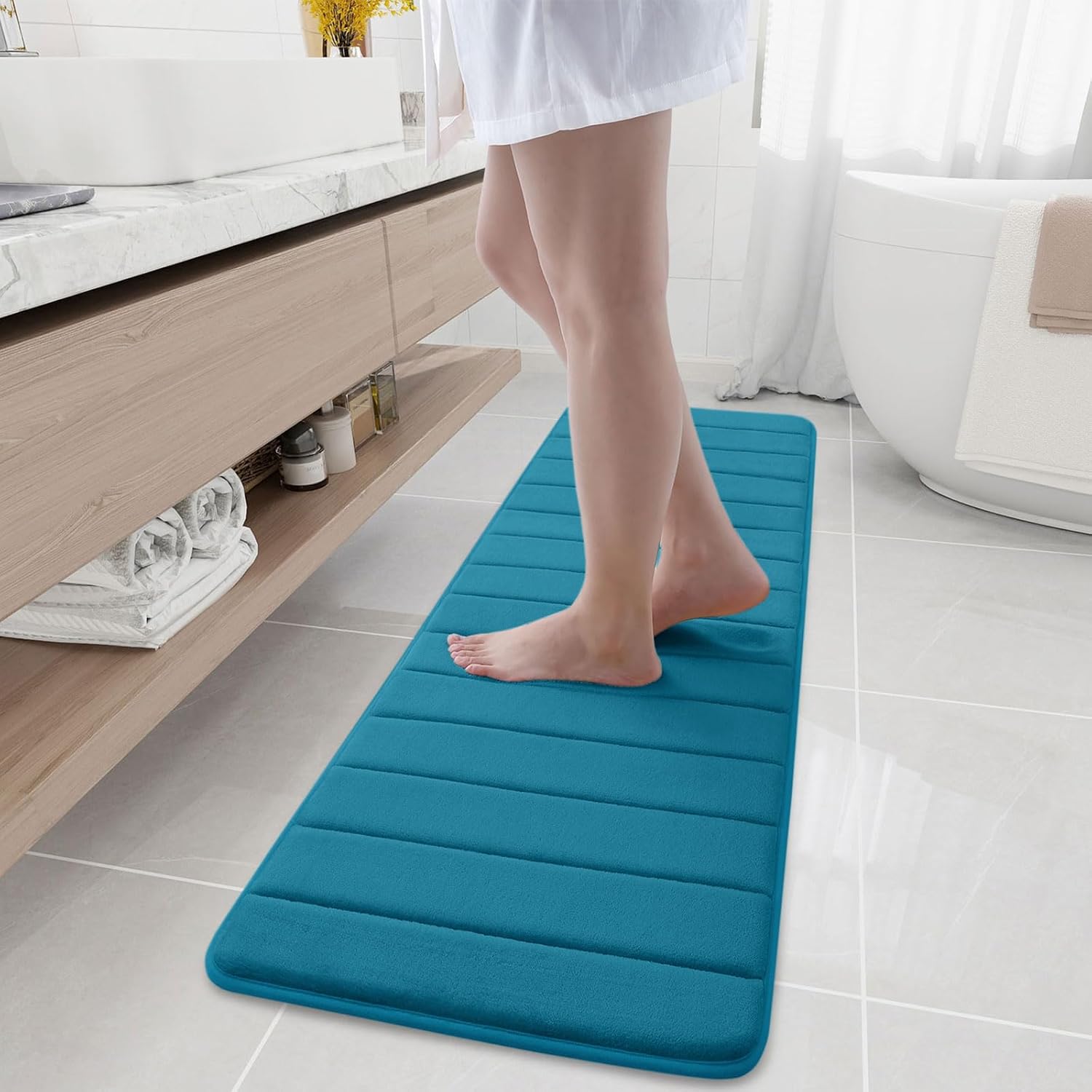 Buganda Memory Foam Bath Mat Rug, 59" x 17", Ultra Soft and Non-Slip Bathroom Ru...