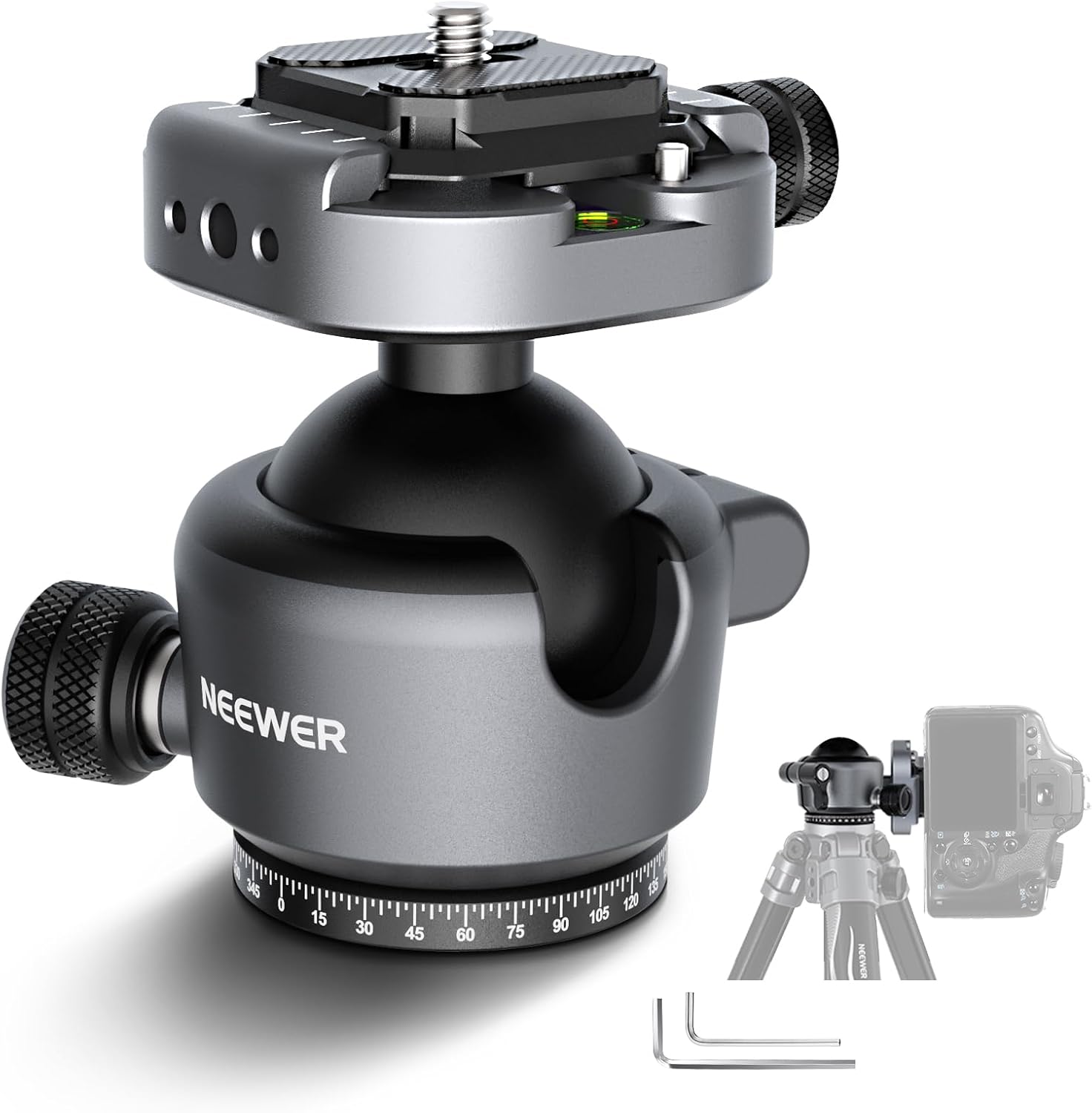 NEEWER GM41 Low Profile Tripod Ball Head, 40mm Metal Panoramic Camera Mount Adap...