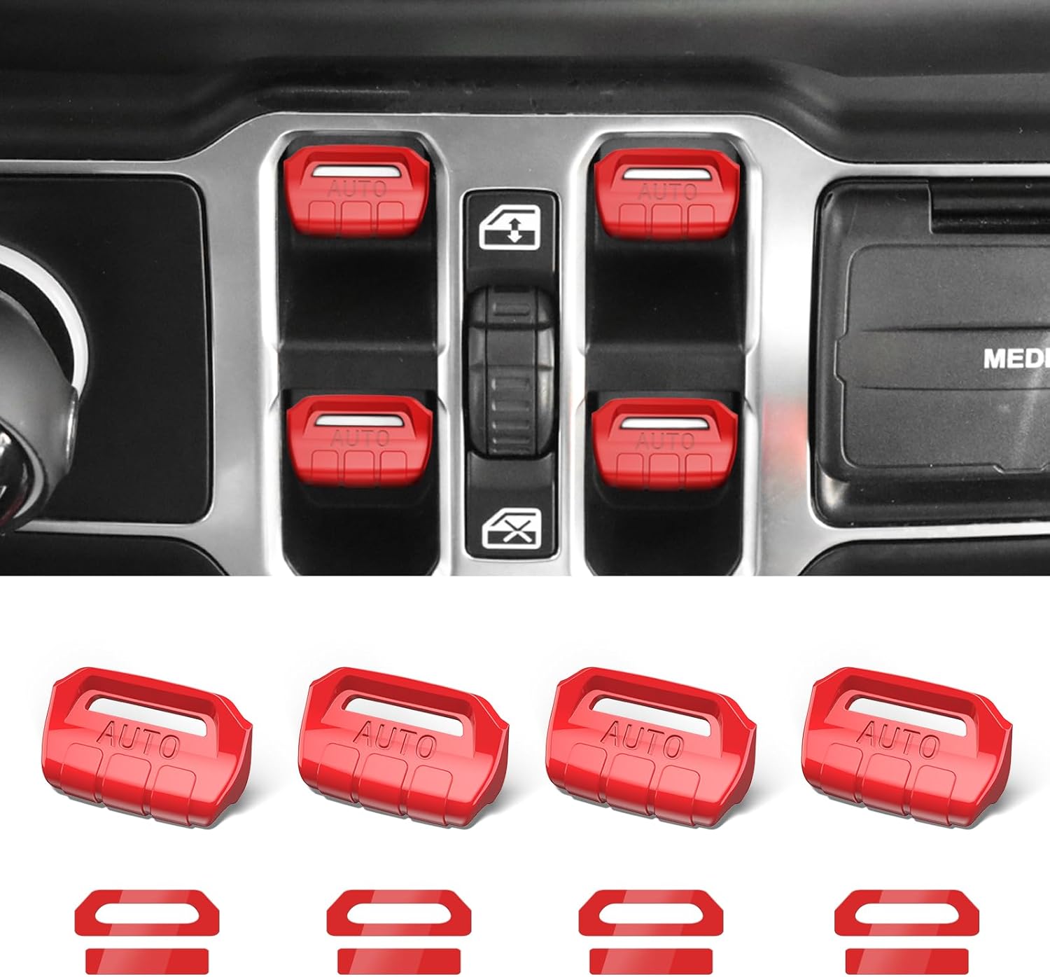 4PCS Upgraded Window Switch Button Cover Compatible with Jeep Wrangler JL JLU 20...