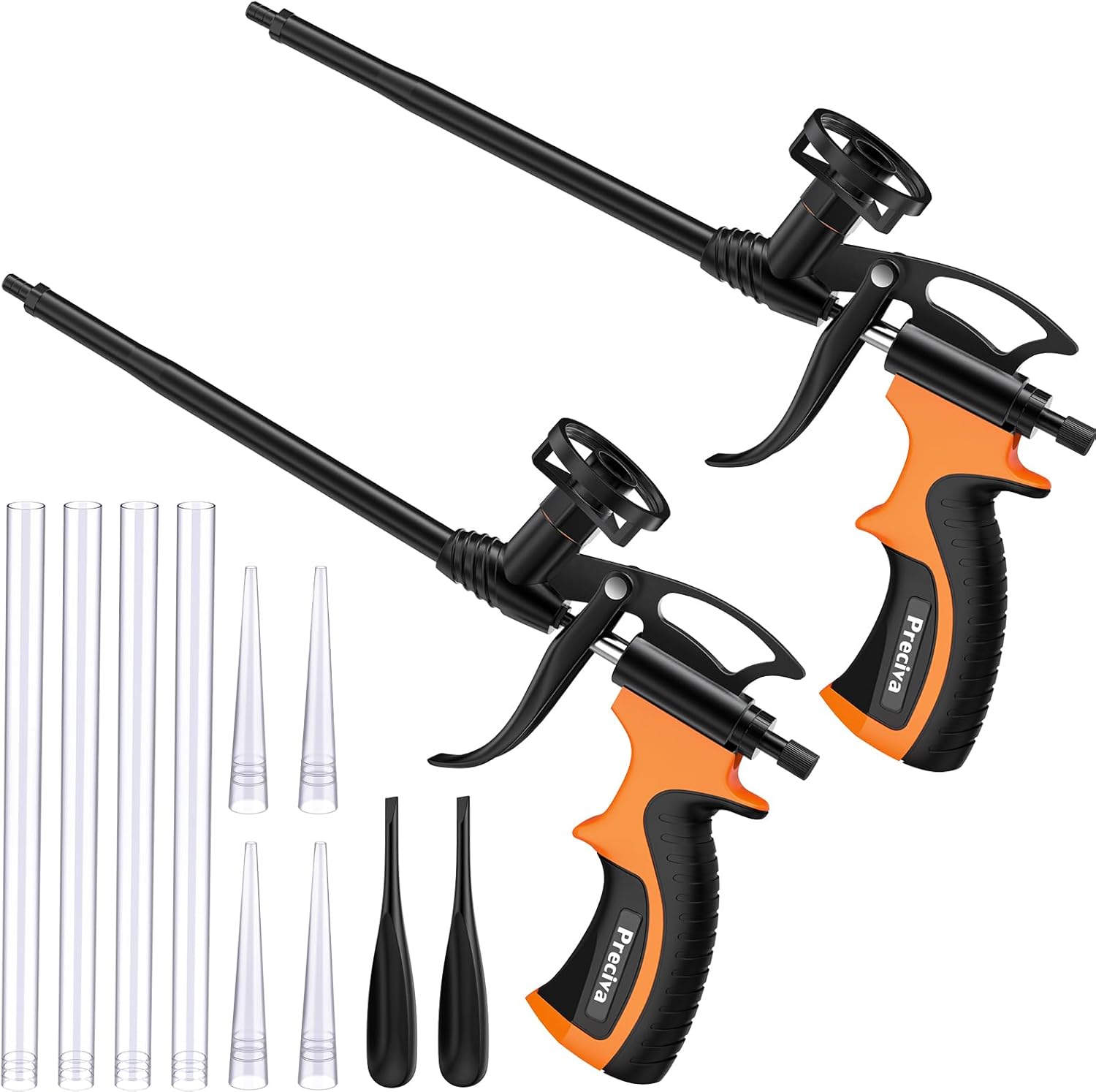 Preciva Foam Gun, 2pcs Orange Expanding Foam Gun, Professional Heavy Duty PU Foa...