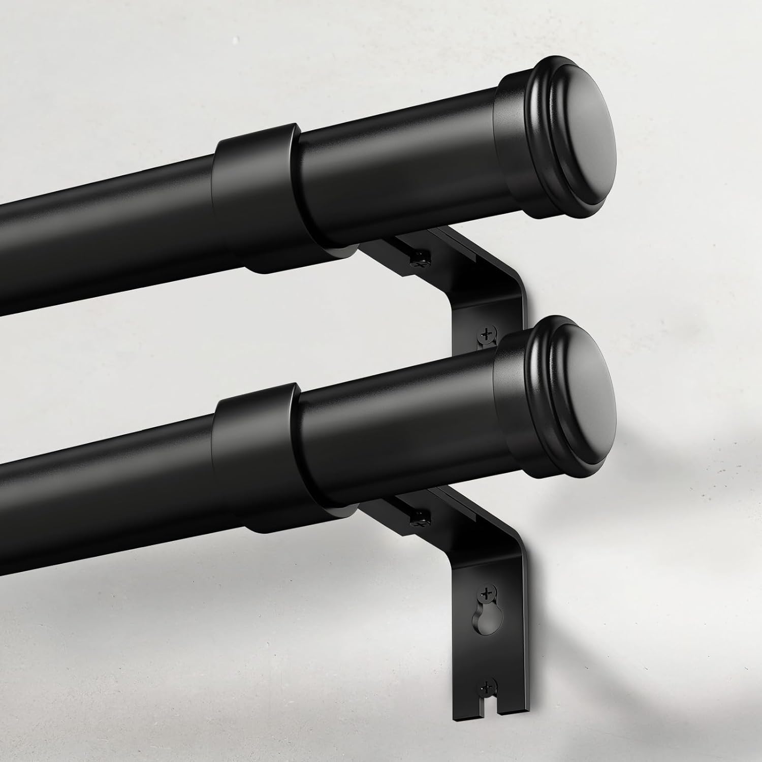 2 Pack Heavy Duty Curtain Rods for Windows 66 to 120 Inch, 1 Inch Black Curtain...