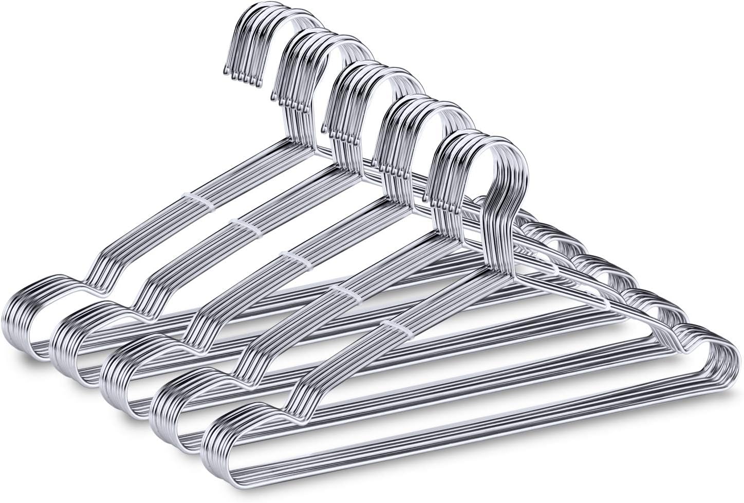 Wire Hangers, Clothes Hangers 50 Pack Heavy Duty Stainless Steel Metal Pants Han...