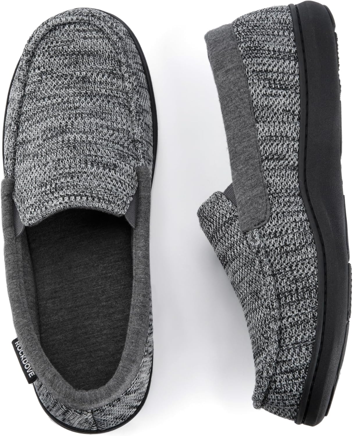 RockDove Men's SoftStride Knit Moc Slipper 10 Wide Light Gray