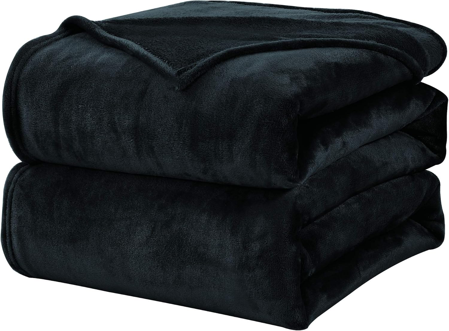 WAVVE Fleece Blanket Sofa Throw Black 5ft x 6.5ft - Fluffy Soft Warm Versatile B...