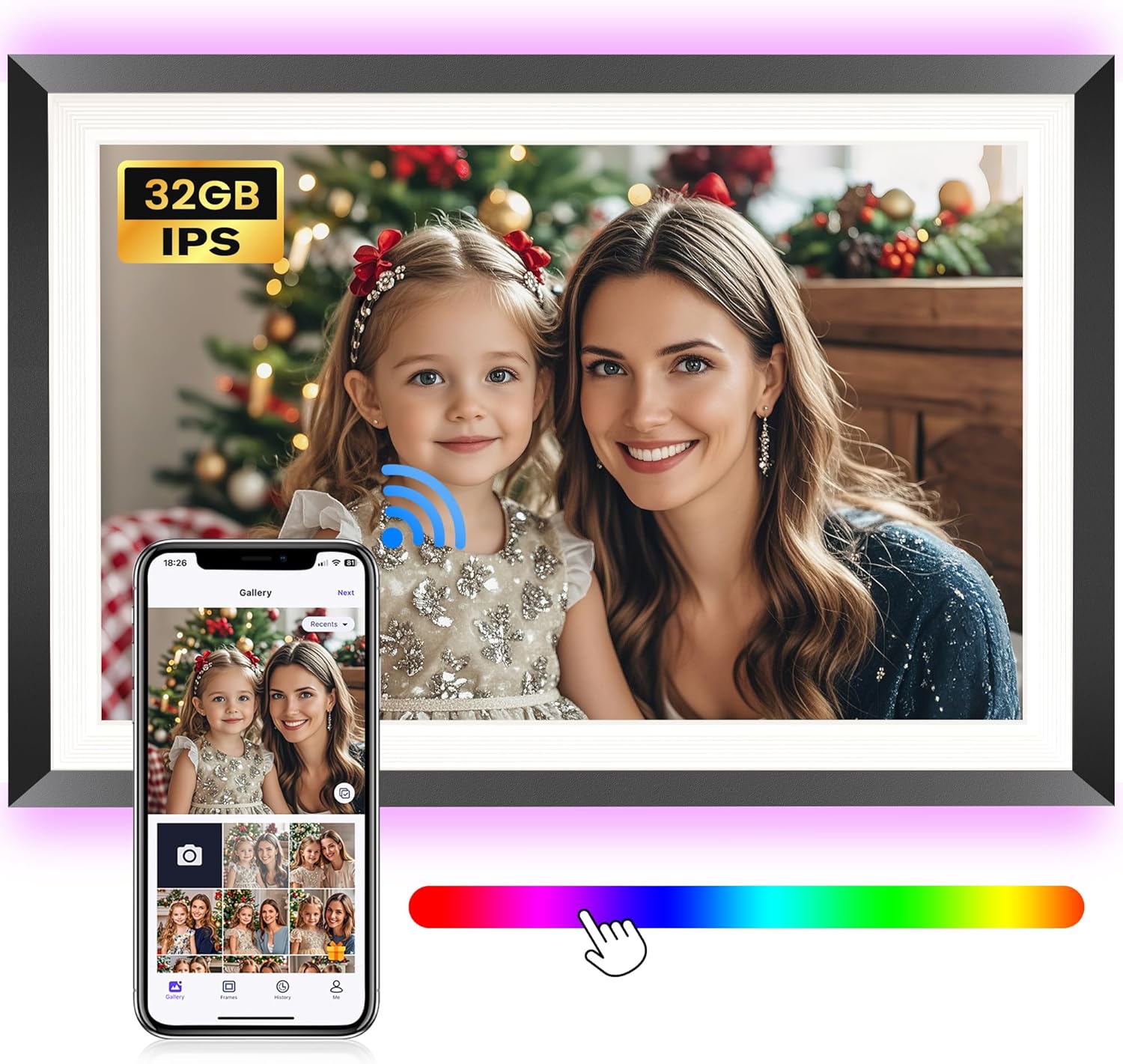 FANGOR 10.1" WiFi Digital Picture Frame with LED Light, Electronic Photo Frames...