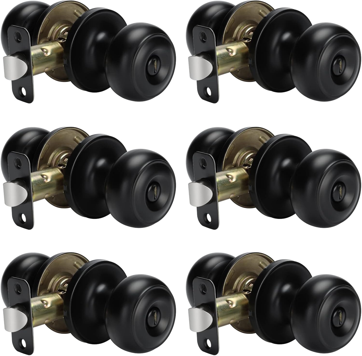 goldenwarm Black Interior Door Knobs, Matte Black Keyless Privacy Door Knob, Bla...