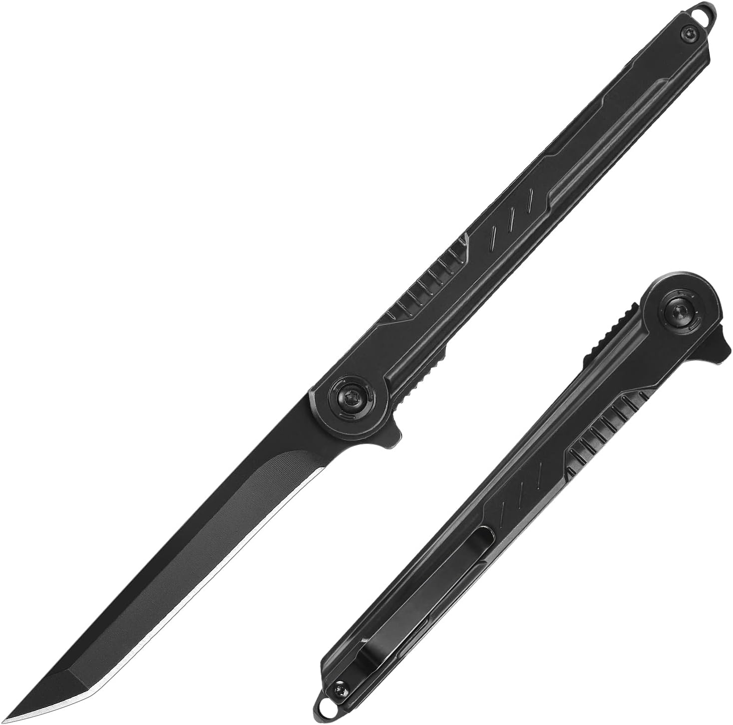 EDC Pocket Knife - 7CR13Mov Steel Tanto Blade, Slim Survival Knife with Clip and...