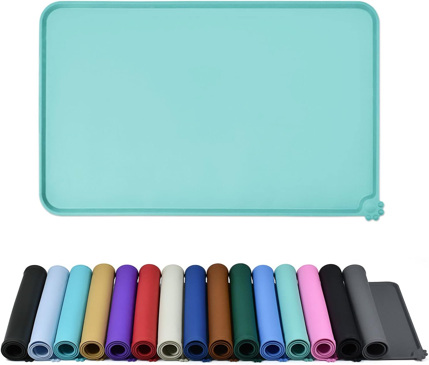 Reopet Silicone Pet Feeding Mat, Waterproof Dog Cat Food Mat with Raised Edges,...