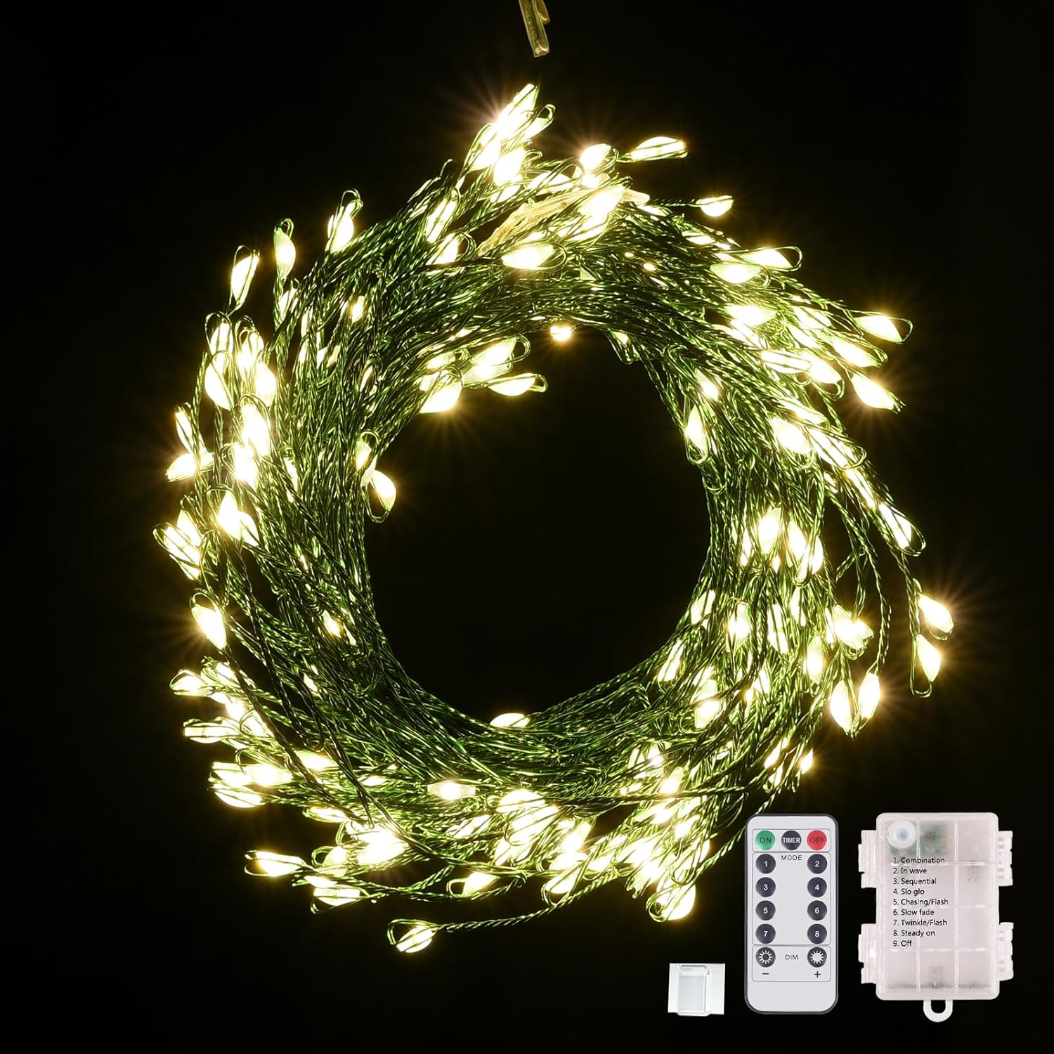 Battery Operated Fairy Lights with Remote 200 LED Christmas Twinkle Lights with...