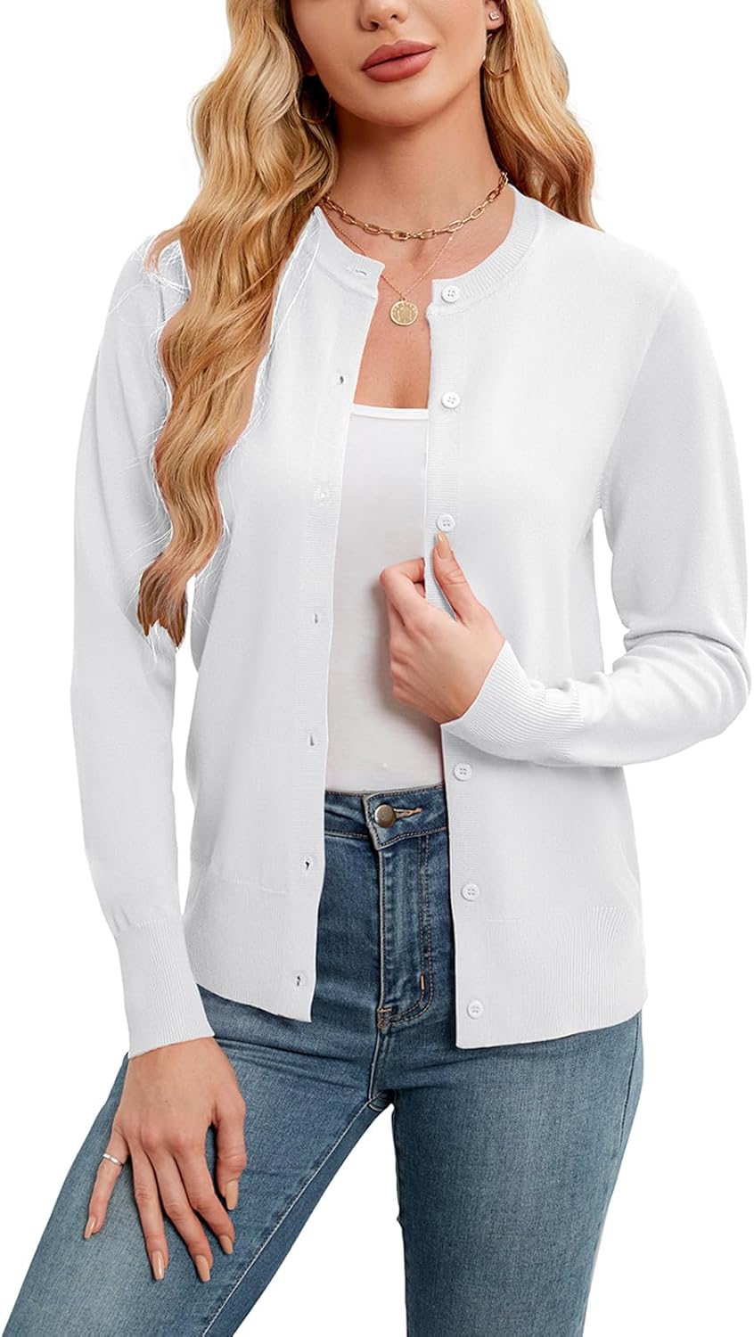 Gracyoga Women's Classic Long Sleeve Knit Cardigan Lightweight Open Front Button...