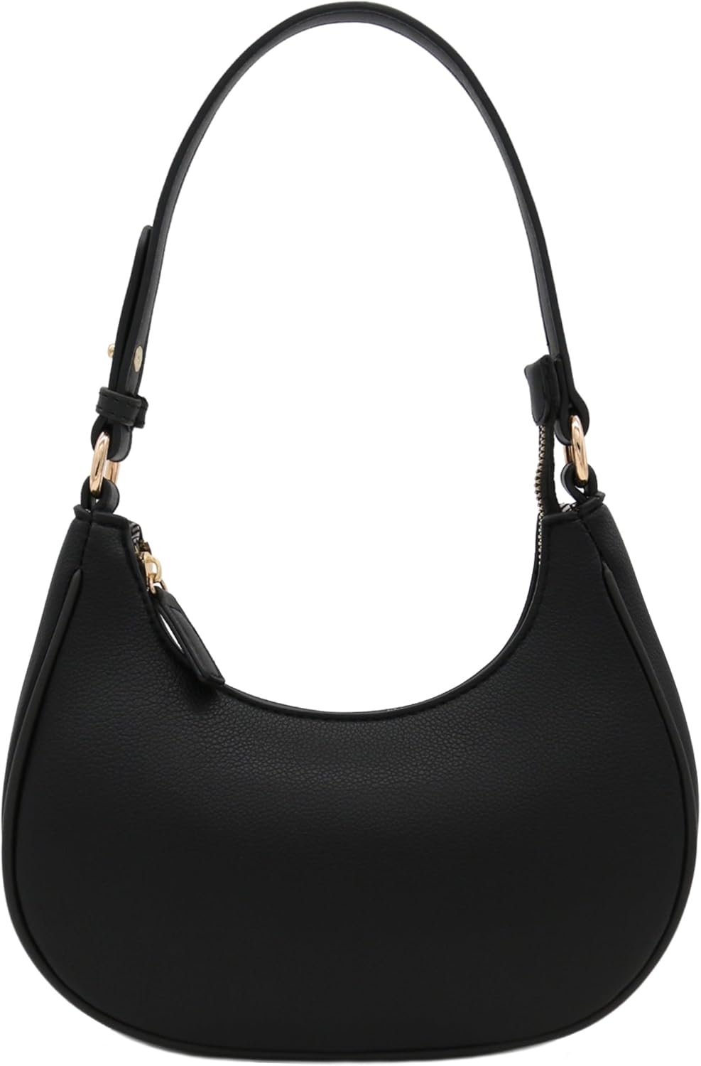 FashionPuzzle Small Crescent Shoulder Bag Underarm Purse Black/Black