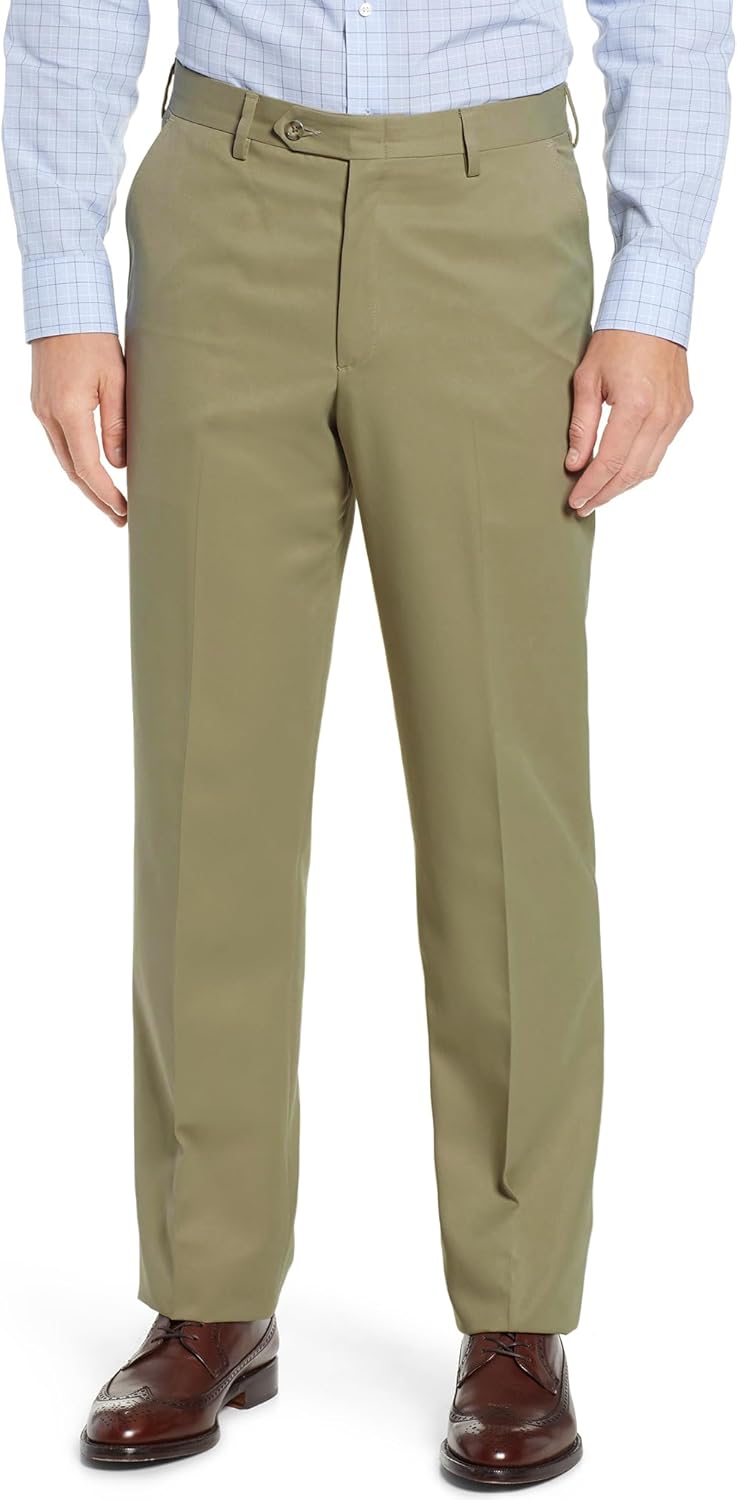 Men's Cozy Hidden Expandable Waist Dress Pants | Premium Stretch Texture Weave W...
