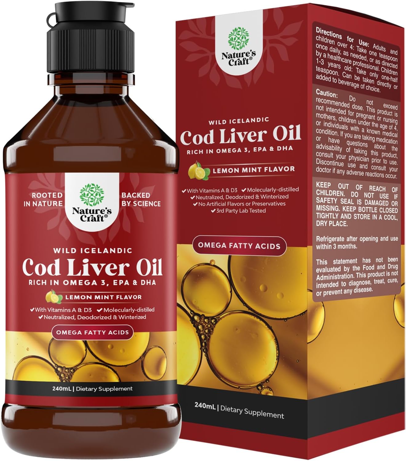 Icelandic Cod Liver Oil Liquid - Wild Caught Nordic Omega 3 Fish Oil Liquid for...