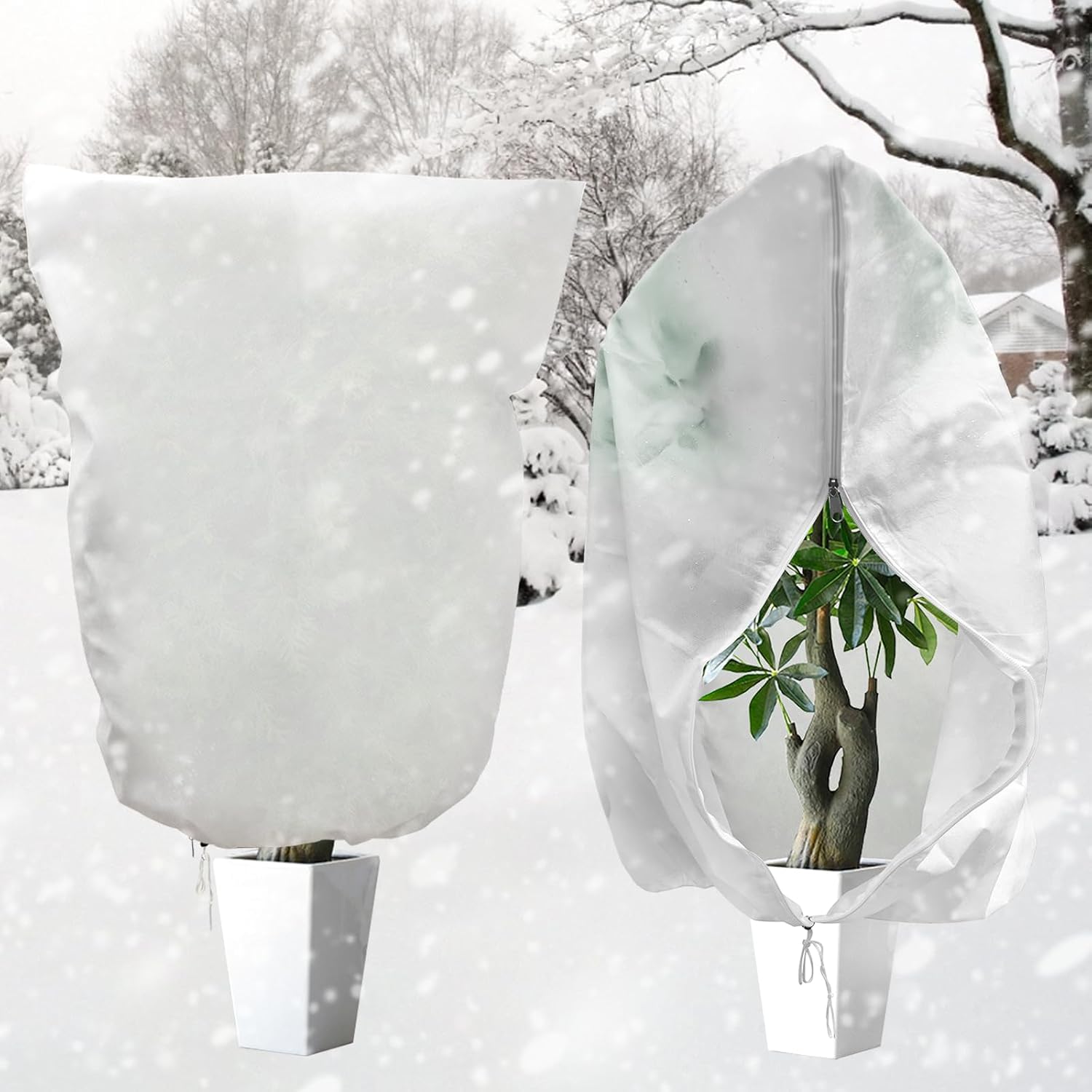 Evoio Plant Fleece Frost Protection with Zip, 2 Packs Horticultural Fleece Prote...