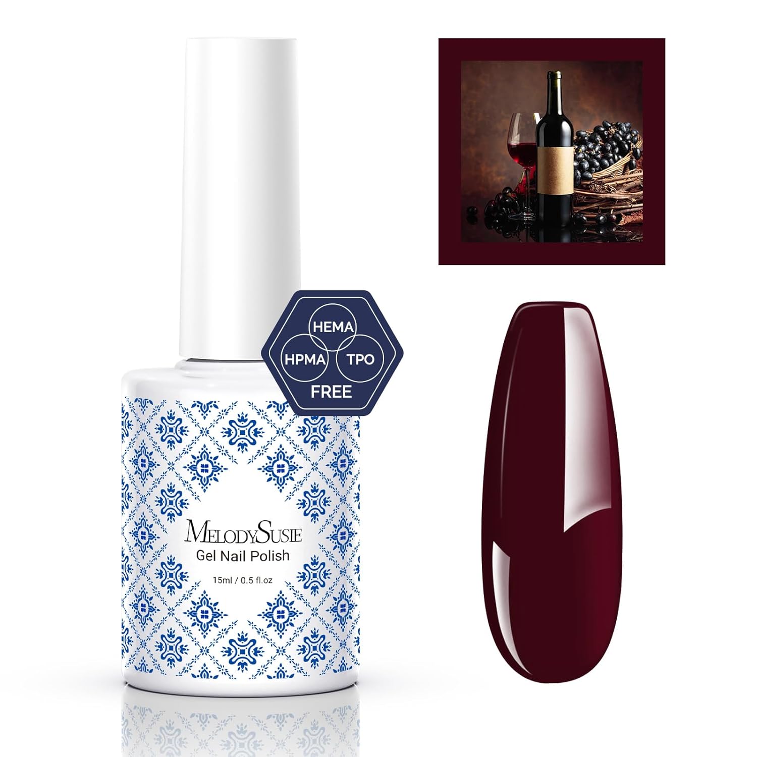 MelodySusie Fleurwee Plant-based UV Gel Nail Polish Hema Free Gel Polish Bordeau...