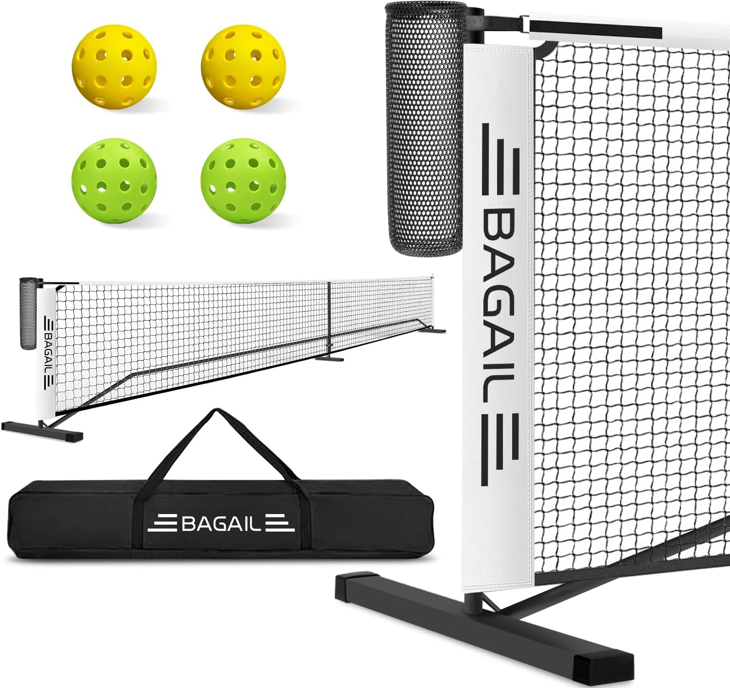 BAGAIL Portable Pickleball Net Set, 22 FT Regulation Size Pickle Ball Net with B...