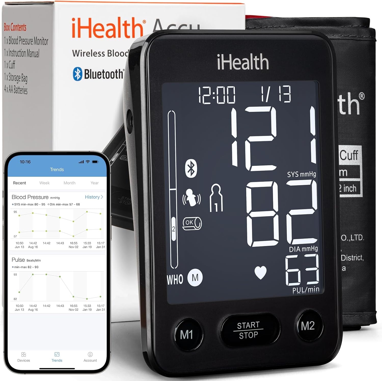 iHealth Accu Wireless Blood Pressure Monitor with Bluetooth Cloud Storage, Body...