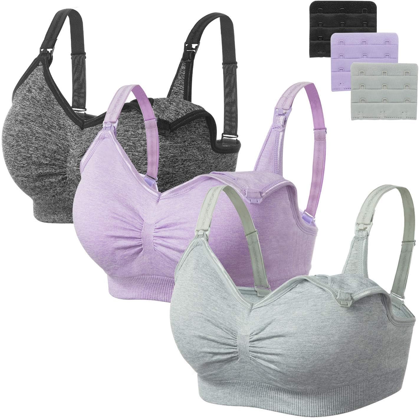 HBselect 3 Pack Women’s Nursing Bra Wireless Seamless Maternity Bra Breastfeedin...