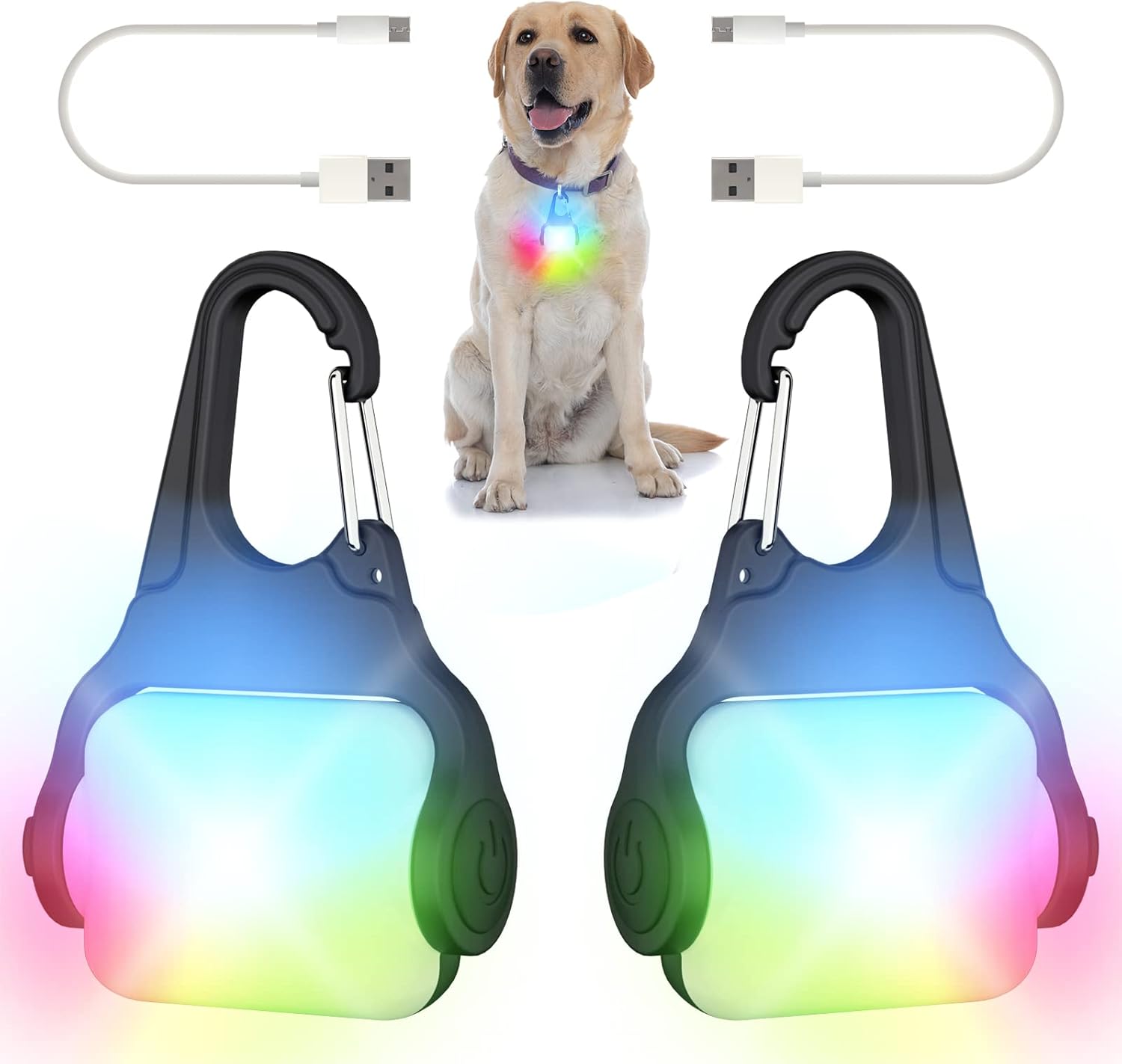Dog Lights for Night Walking – Color Changing Dog Collar Light, 4 Modes Recharge...