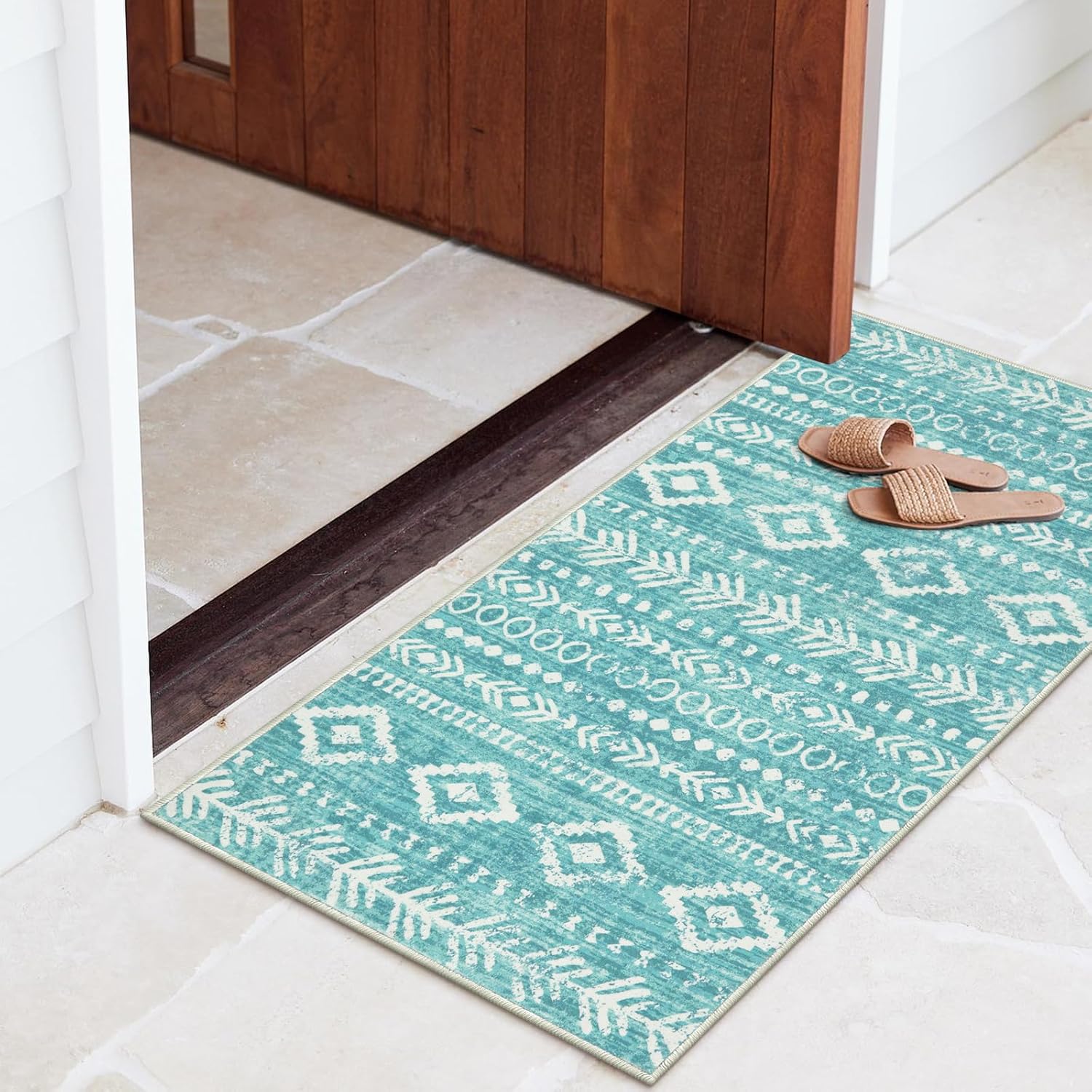 Lahome Rustic Moroccan Rug Runner 2x4,Wasahble Non-Slip Entryway Runner Rug Soft...