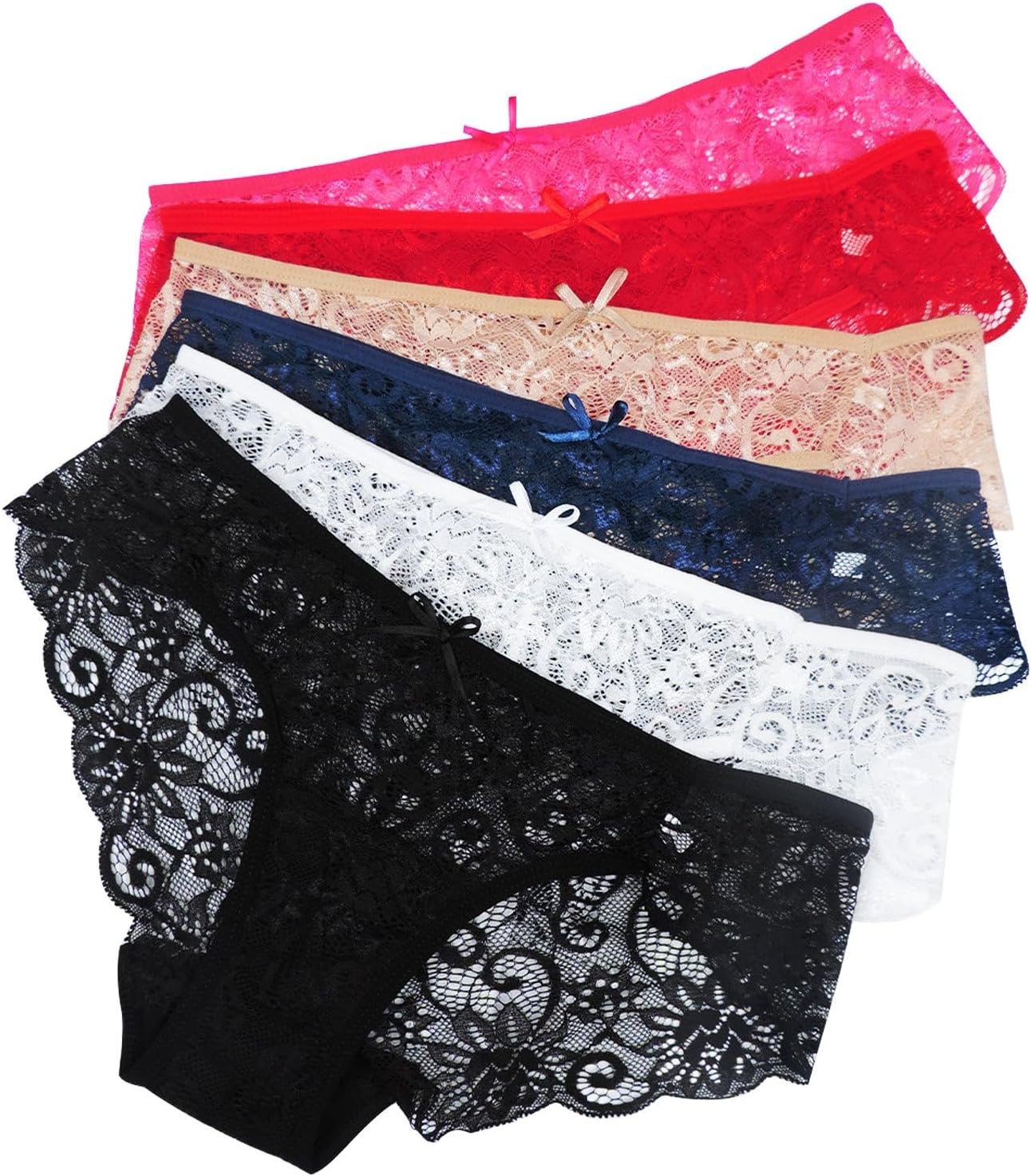 Sunm Boutique 6 Pack Women's Invisible Seamless Bikini Lace Underwear Half Back...