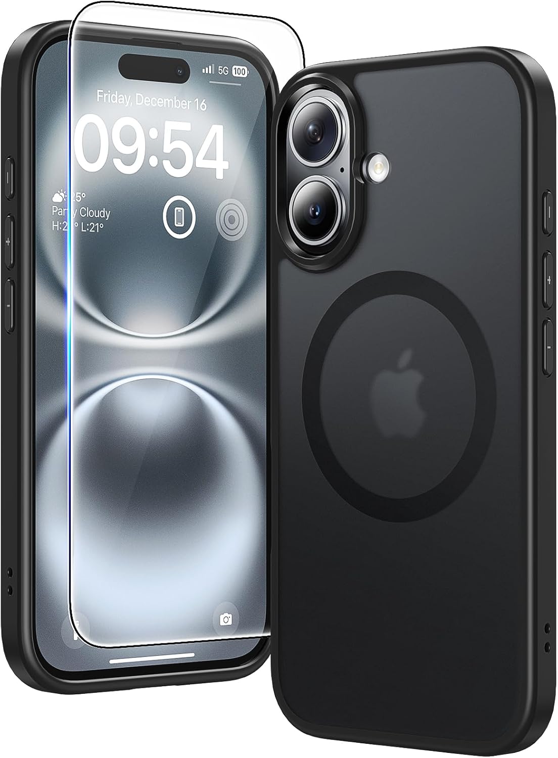 TAURI 3 in 1 Magnetic for iPhone 16 Plus Case with 2X HD Screen Protector, [Not-...