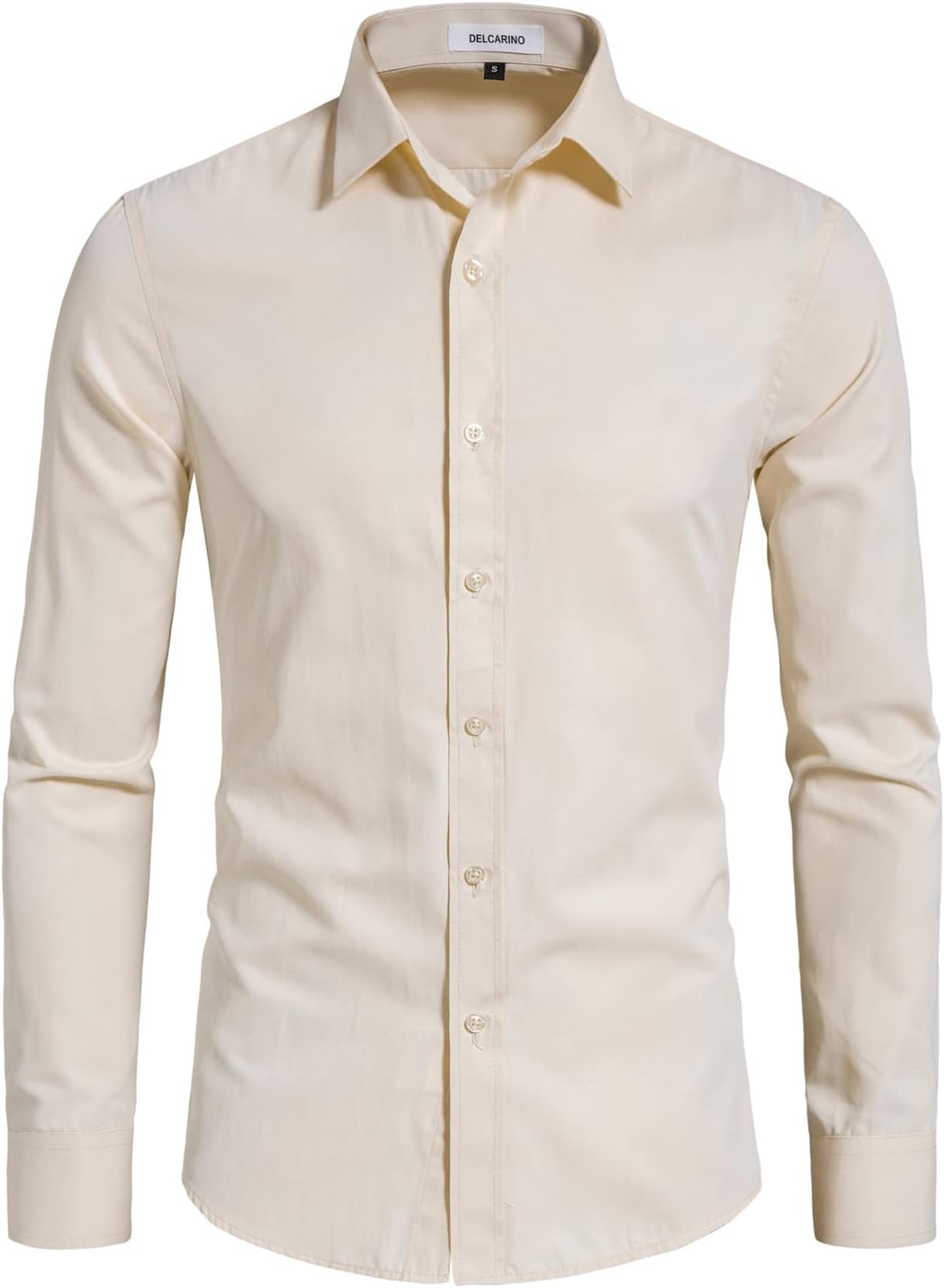 Men's Long Sleeve Button Up Shirts Solid Slim Fit Casual Business Formal Dress S...