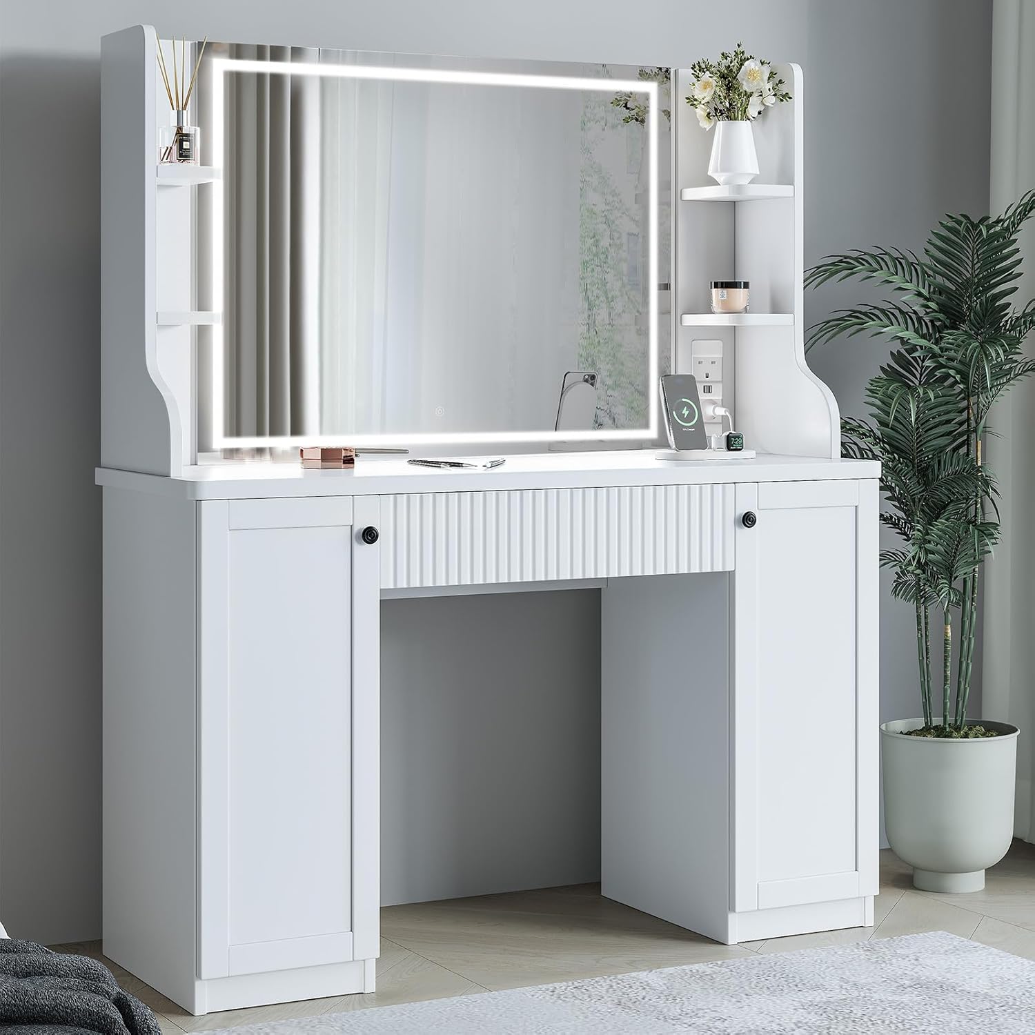 Dripex Dressing Table Vanity Desk with Mirror and Drawers Vanity Table Makeup De...