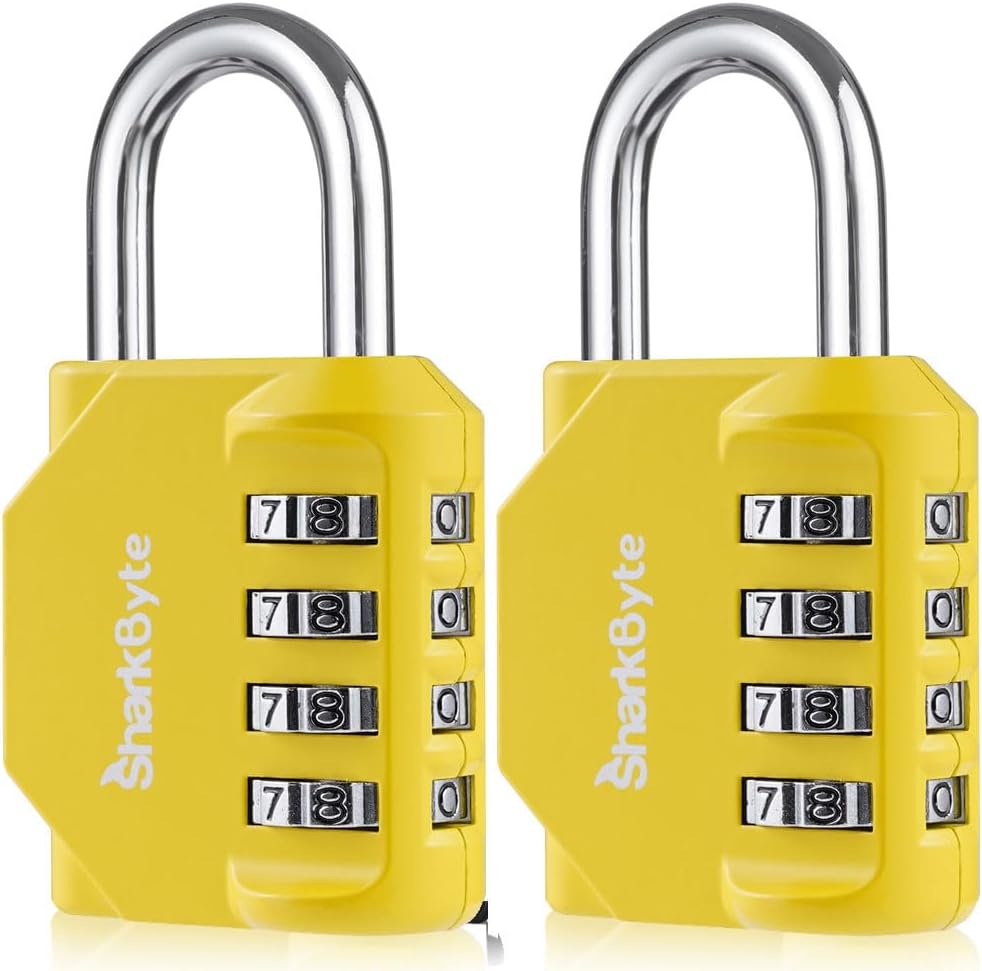 SharkByte Combination Padlock, 4-Dial Heavy Duty Combination Lock, Weatherproof...