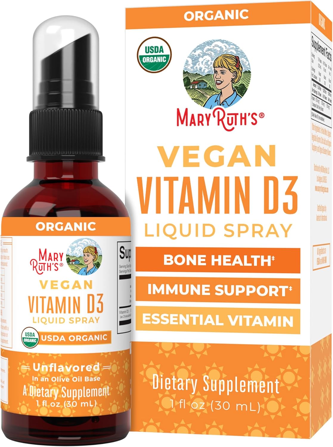 MaryRuth Organics Vitamin D USDA Organic | Vitamin D3 Liquid | Sugar Free | Liqu...