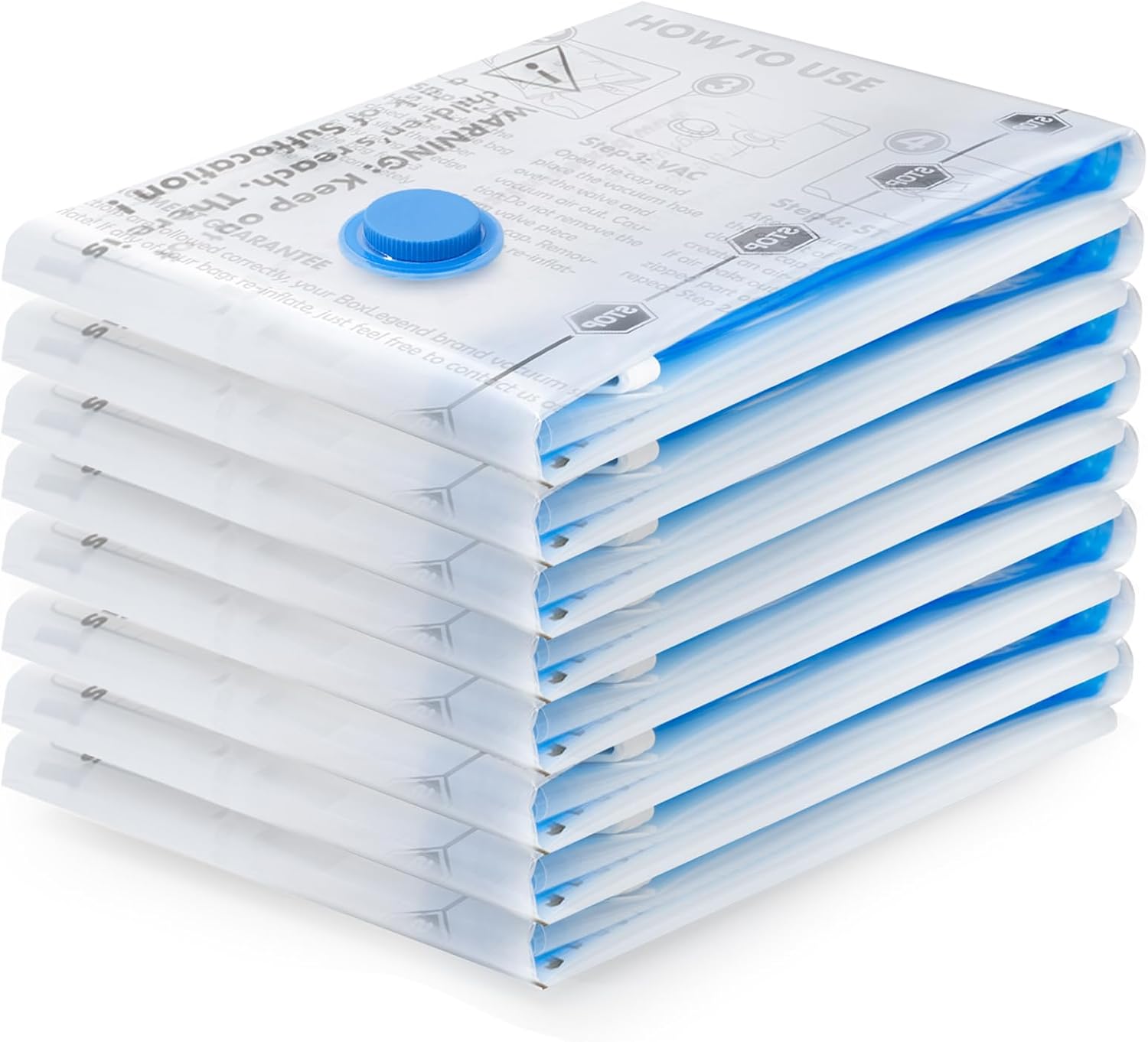 BoxLegend Vacuum Storage Bags Vacuum Bags - 8 Large 80x60cm Double Zip Seal Reus...