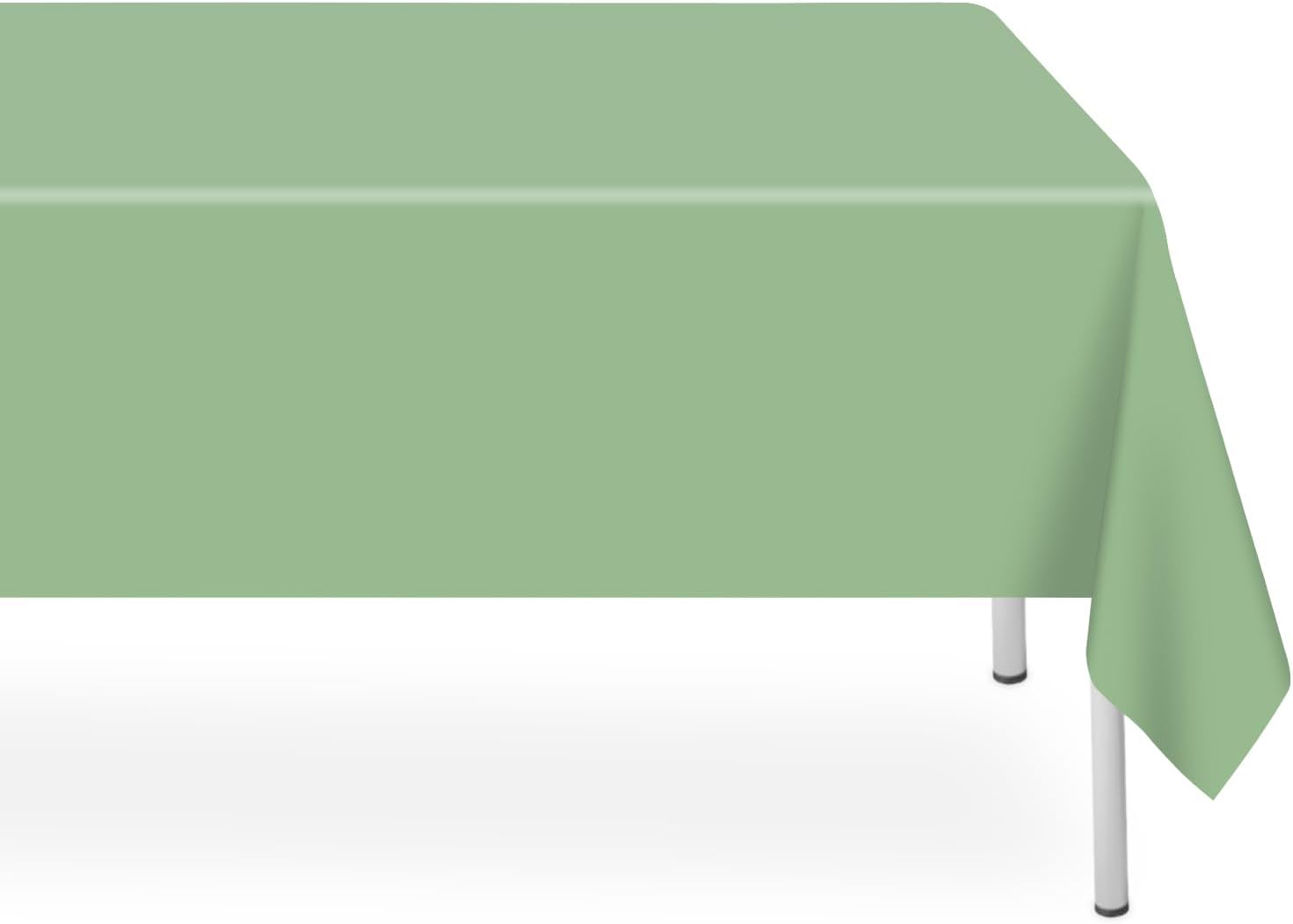 3 Pack Rectangular Sage Green Tablecloth, Sage Green Plastic Table Cloths for Pa...